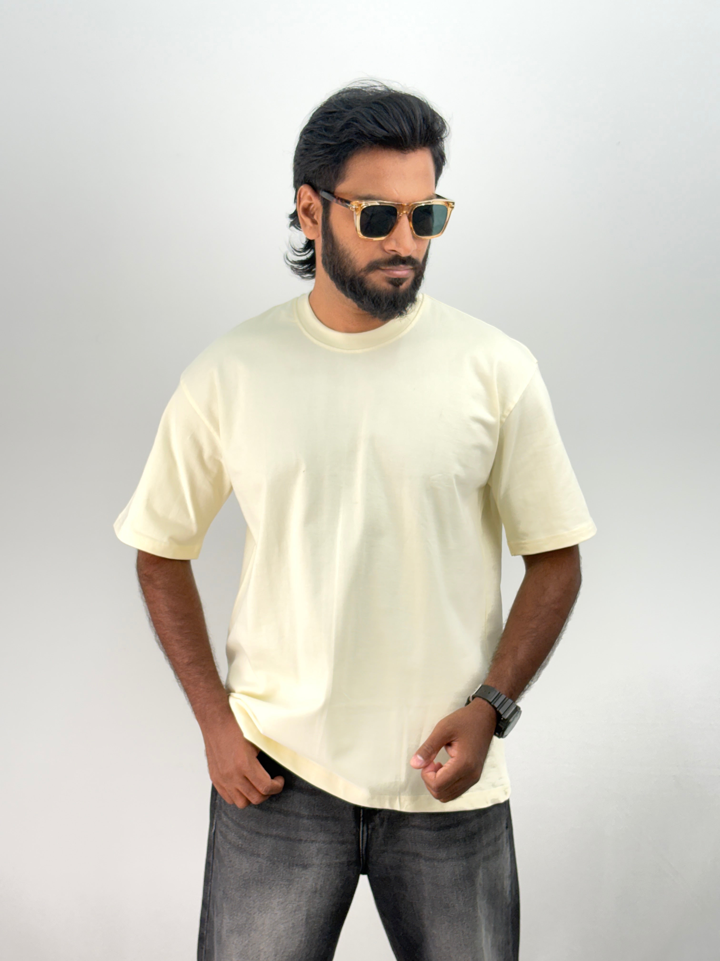 Cream Plain Oversized T-Shirt