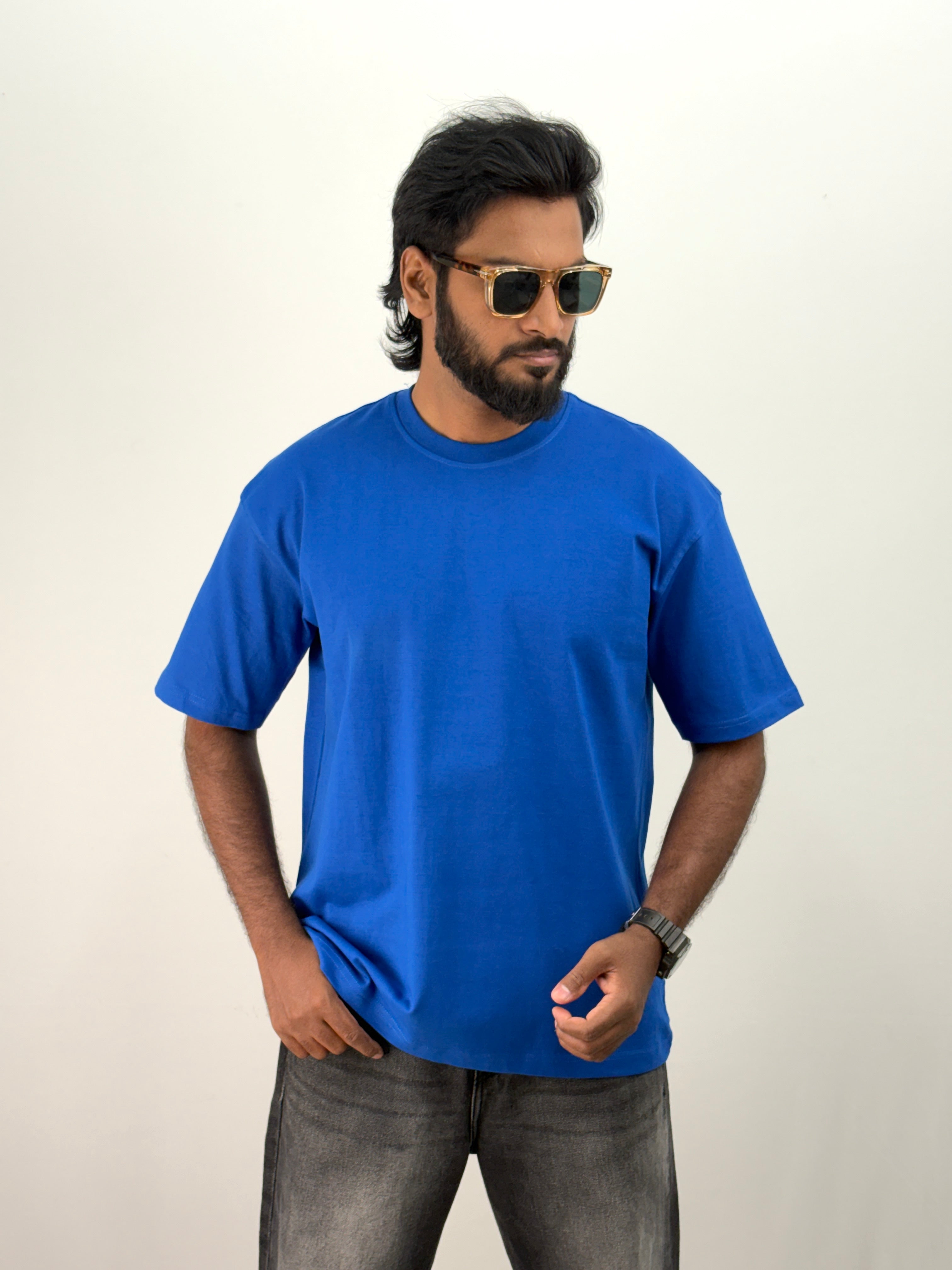 Blue Plain Oversized T-Shirt