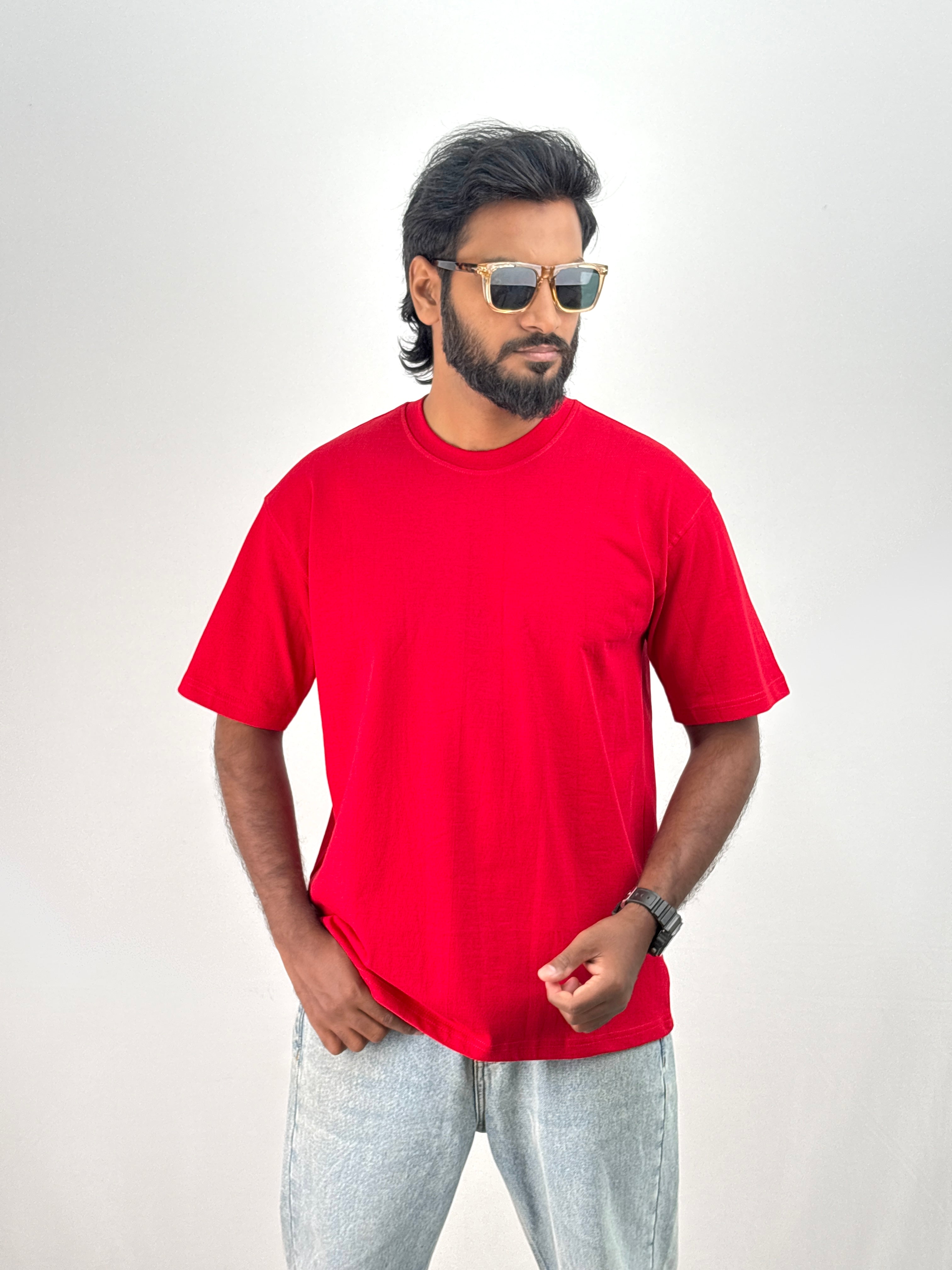 Red Plain Oversized T-Shirt