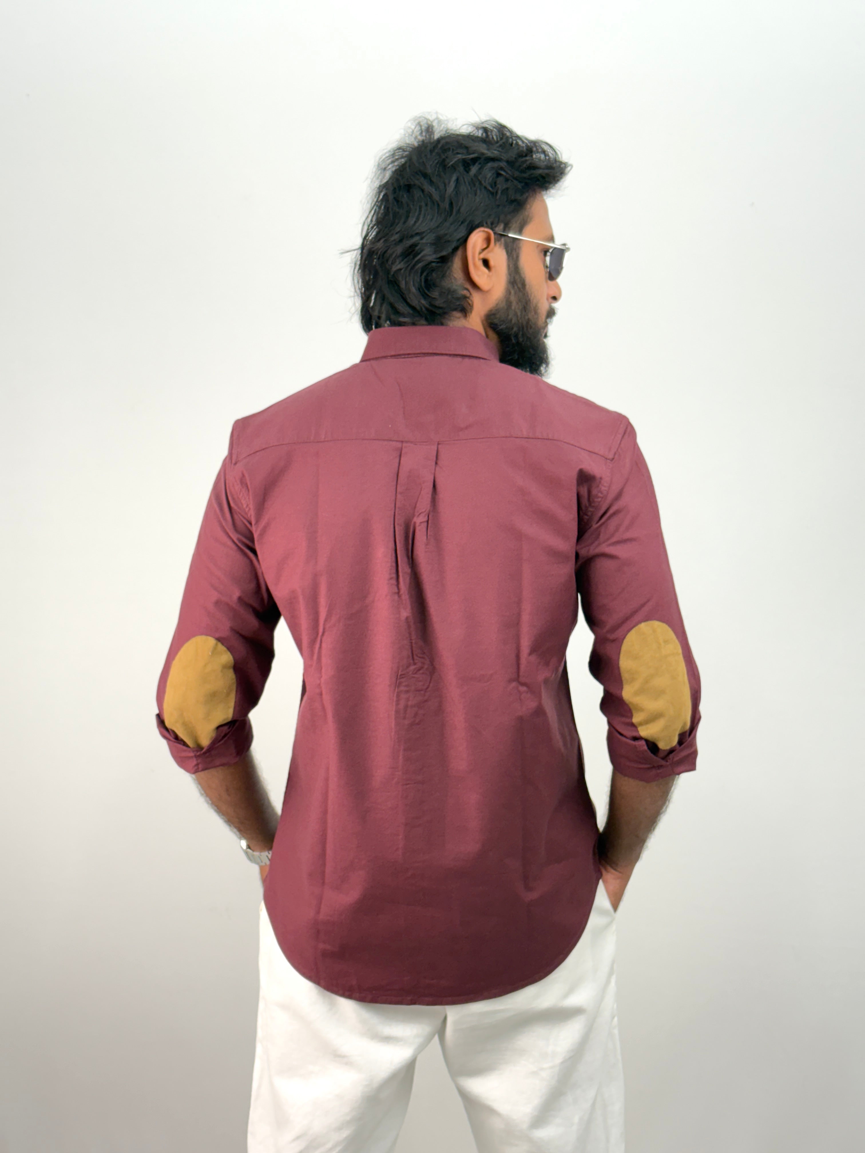 Maroon Elbow Patch Shirt 1
