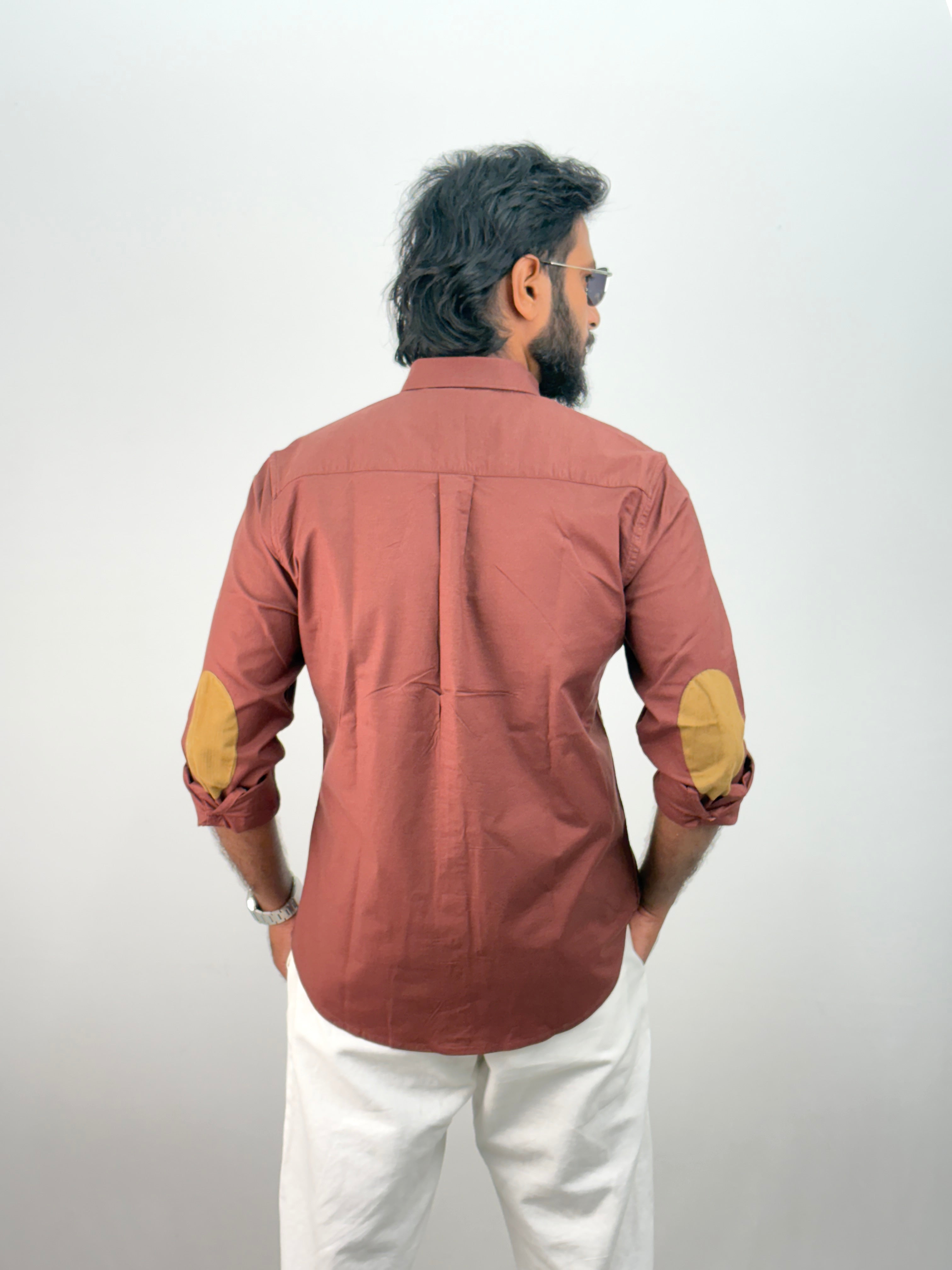 Brick Red Elbow Patch Shirt 1