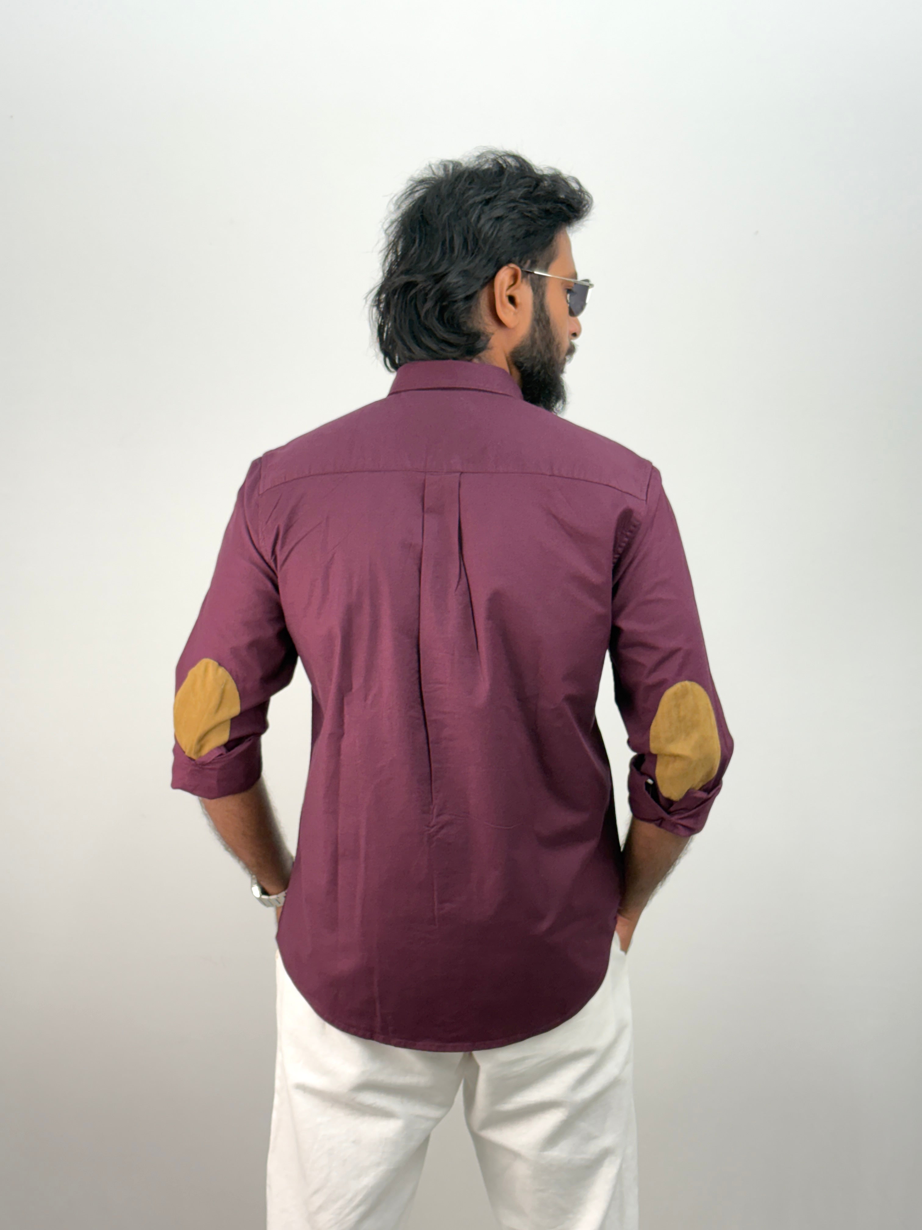 Wine Elbow Patch Shirt 1