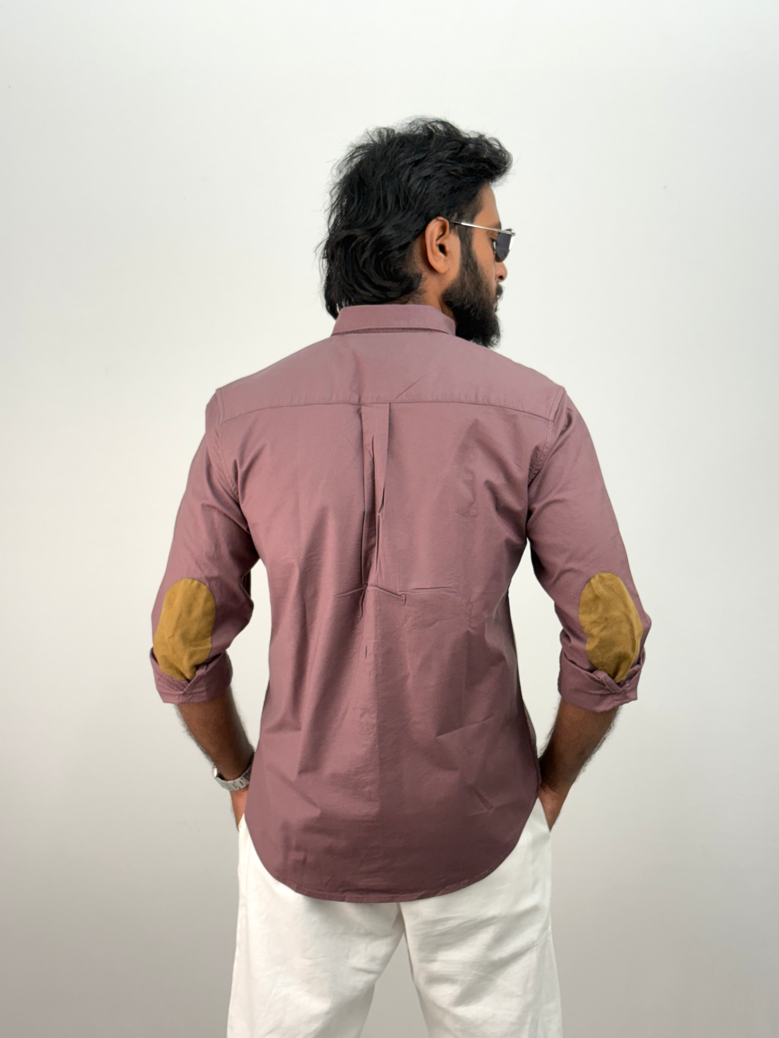Burgundy Elbow Patch Shirt 1