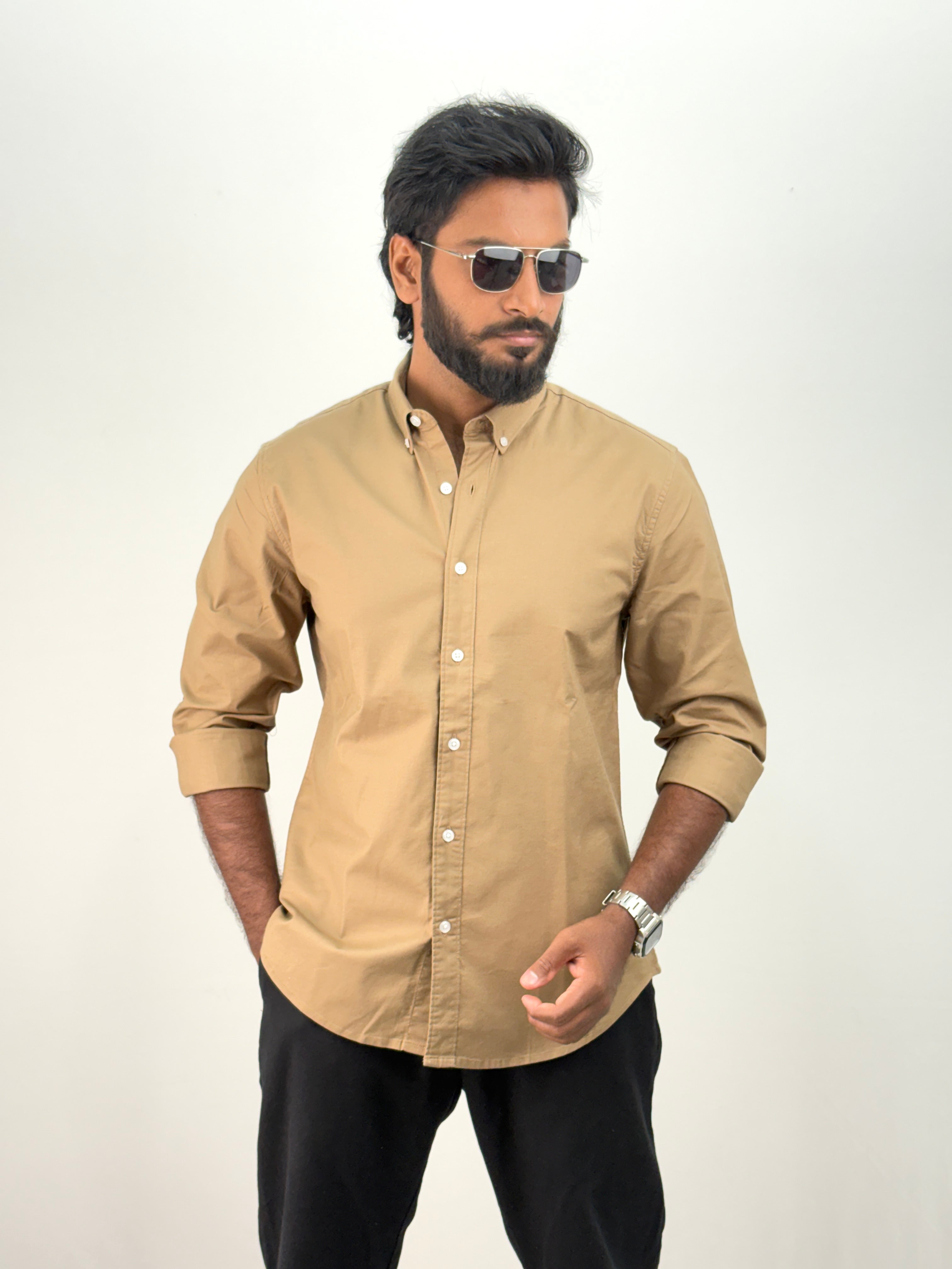 Khaki Elbow Patch Shirt 1
