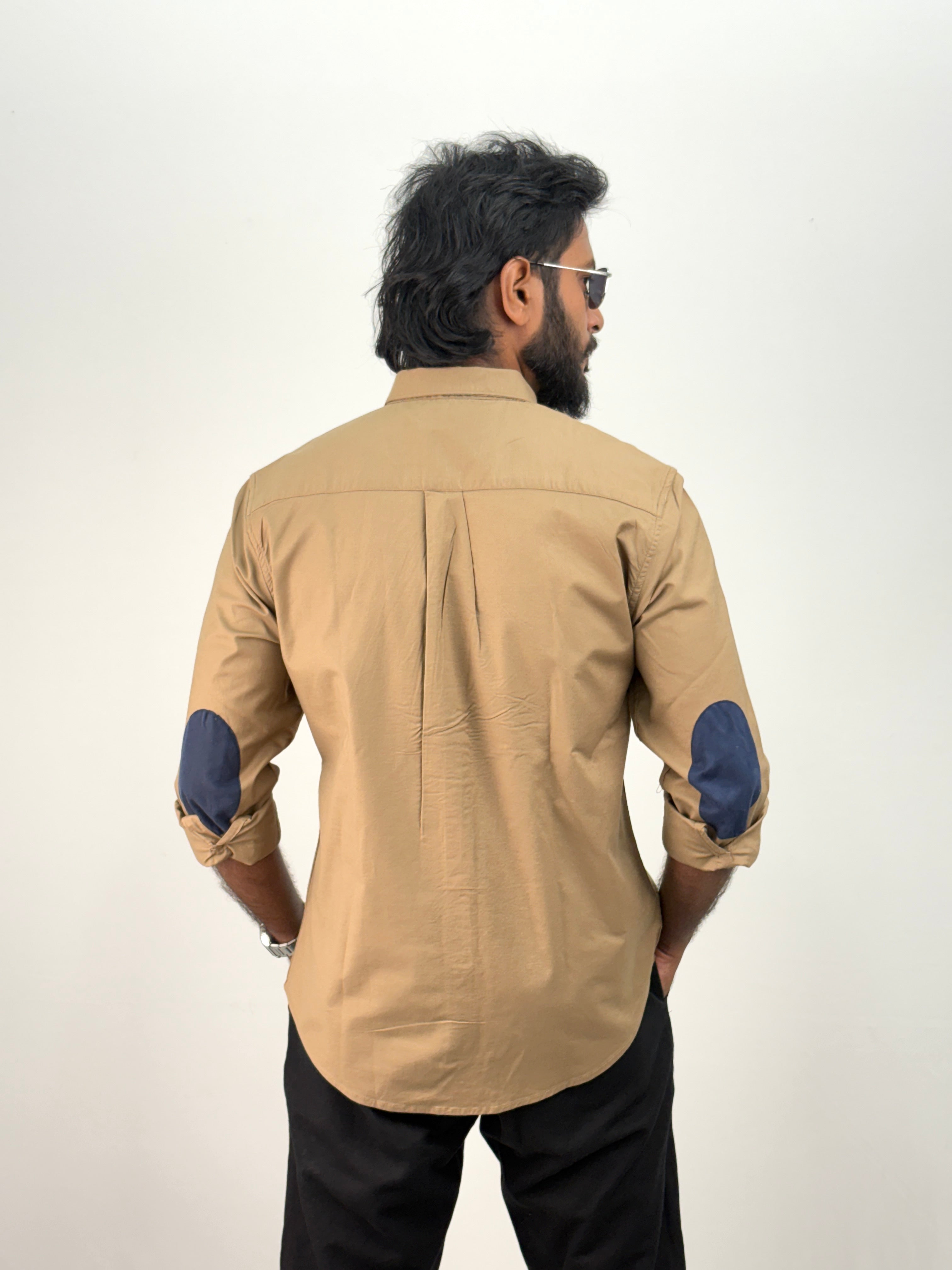 Khaki Elbow Patch Shirt 1