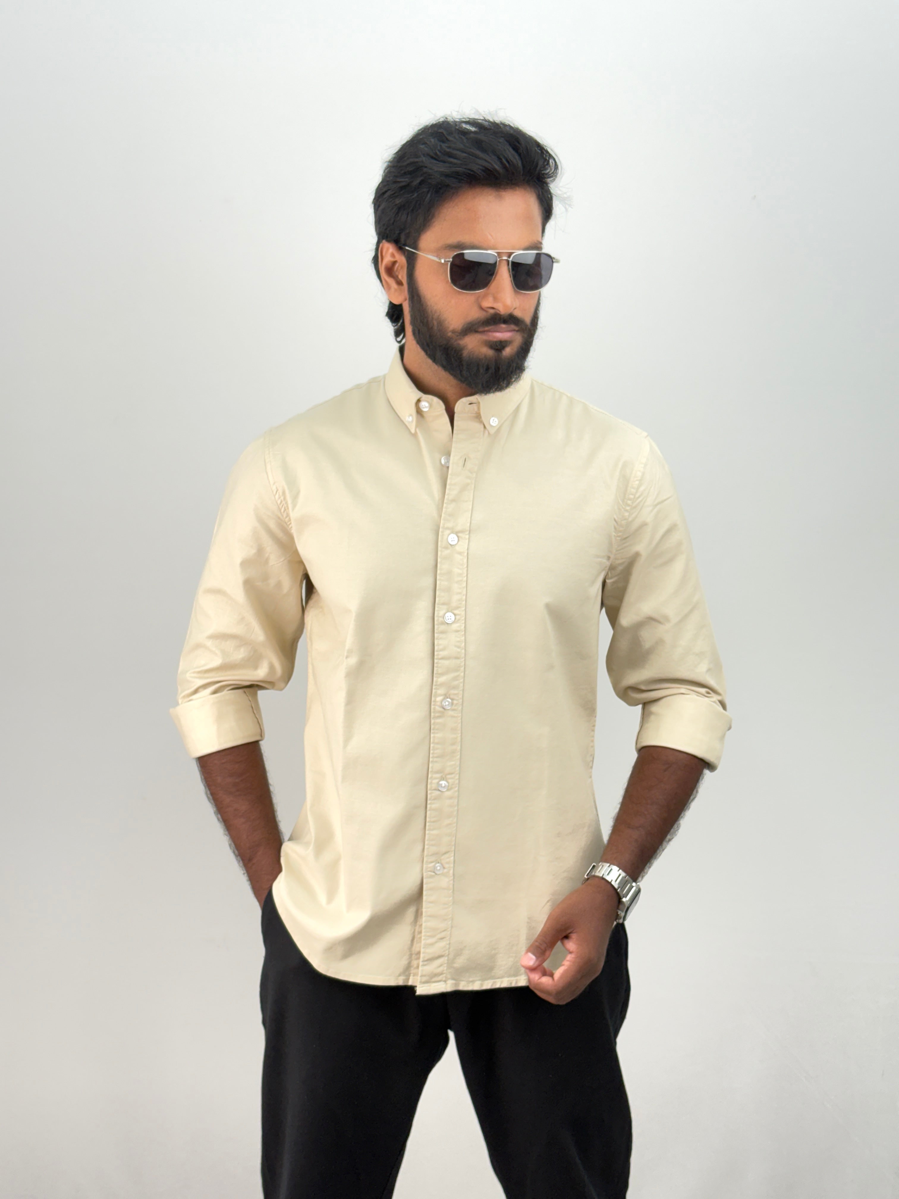Beige Elbow Patch Shirt 1