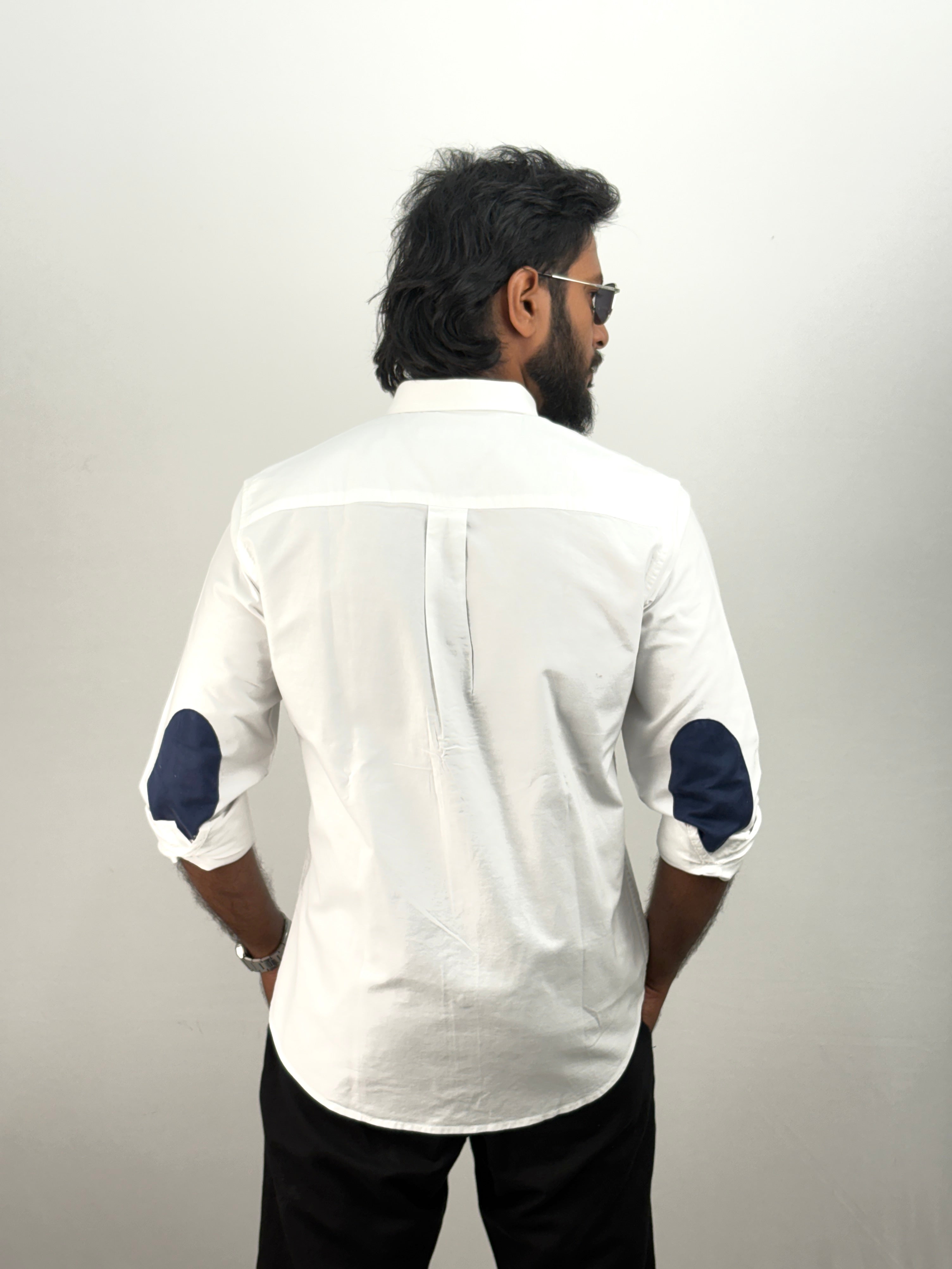 White Elbow Patch Shirt 1