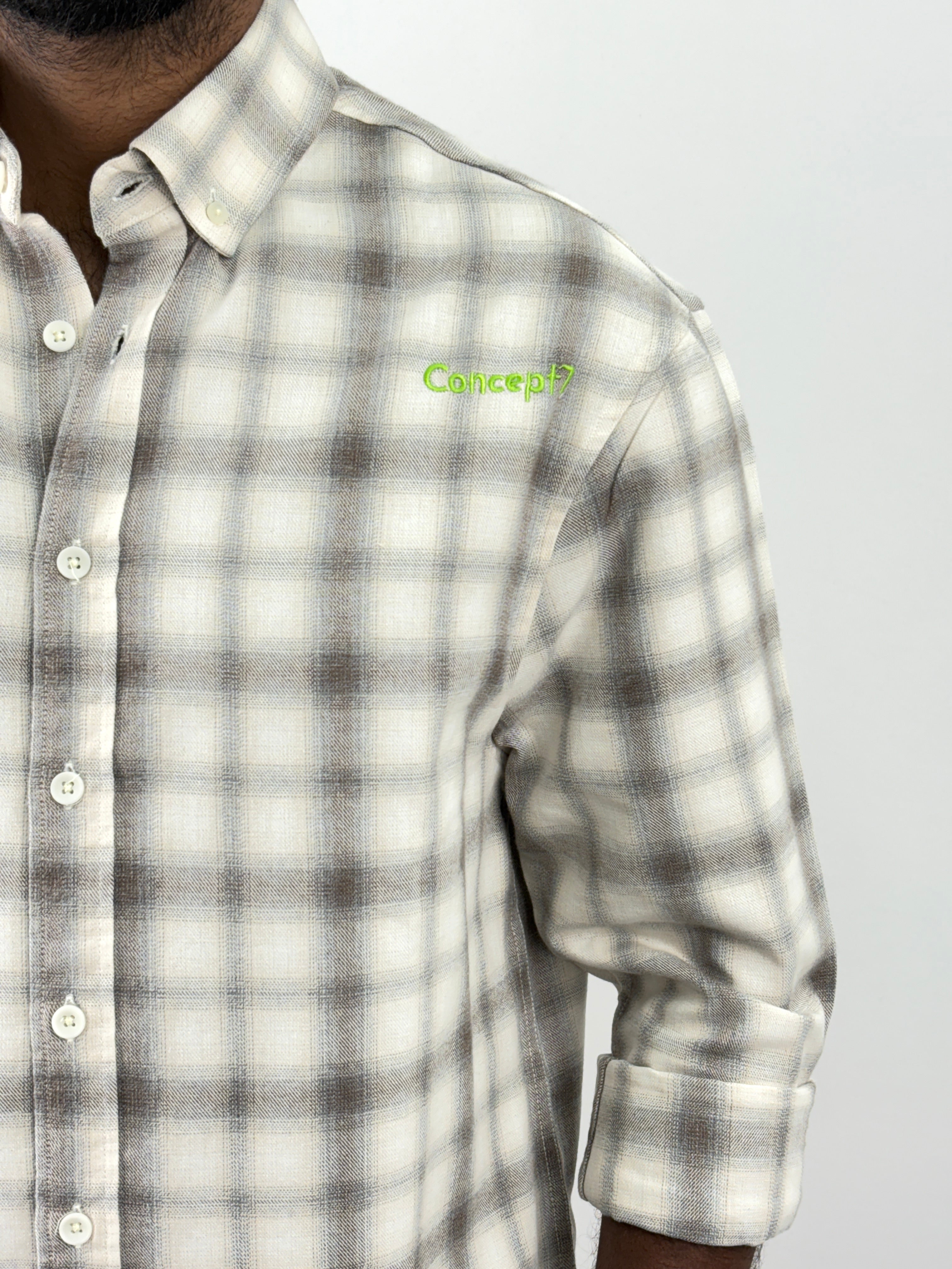 Beige Oversized Flannel Shirt