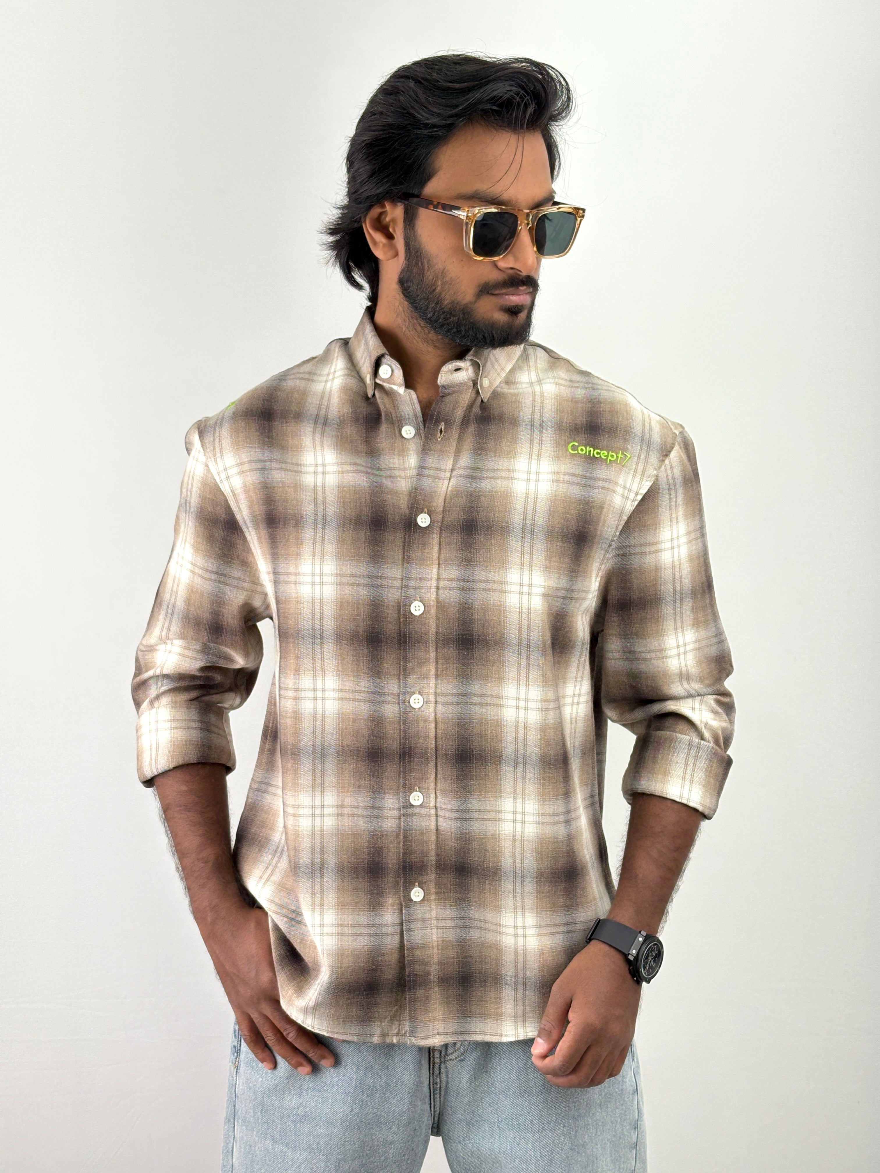 Brown Oversized Flannel Shirt