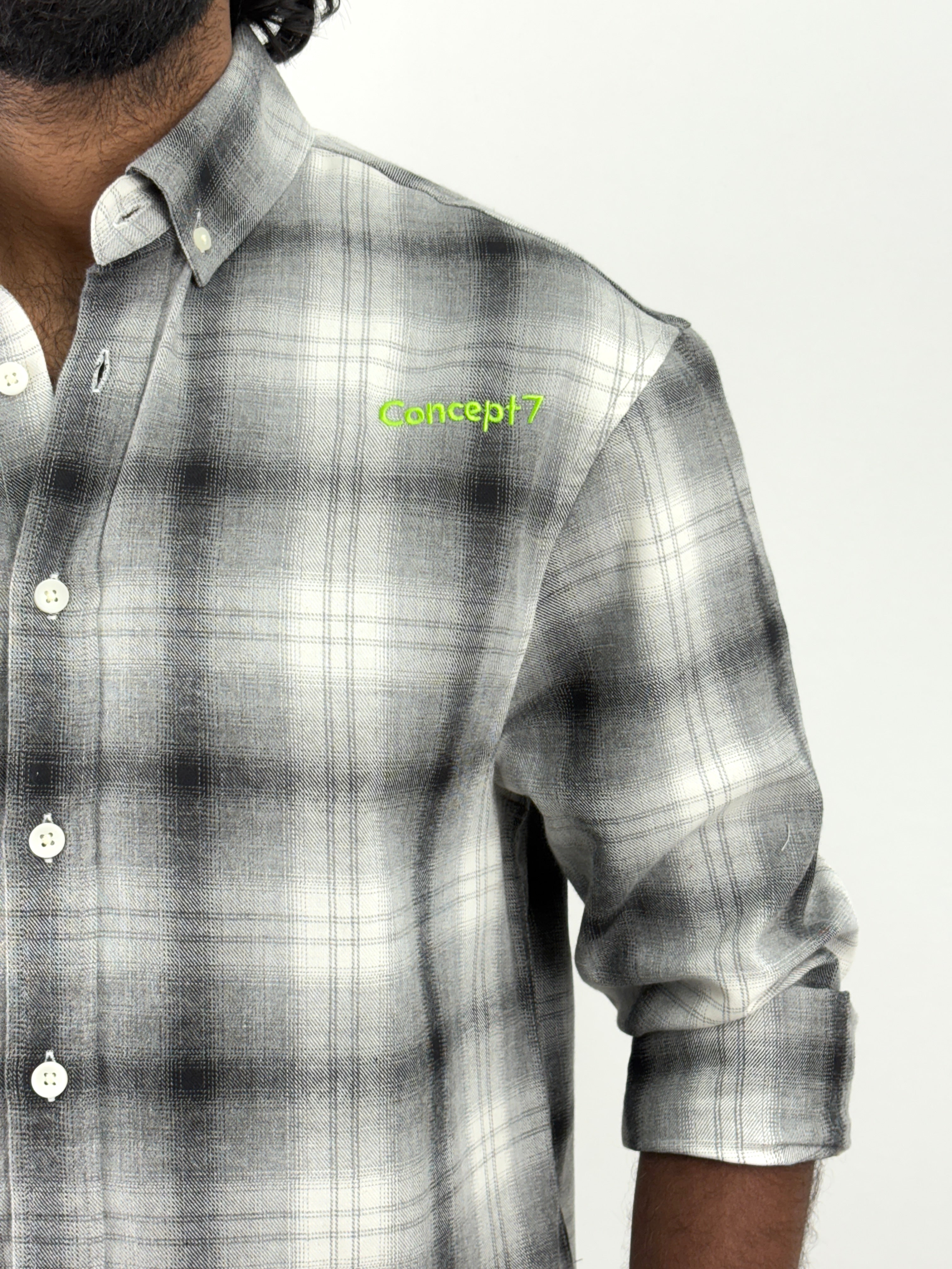 Black Grey Oversized Flannel Shirt