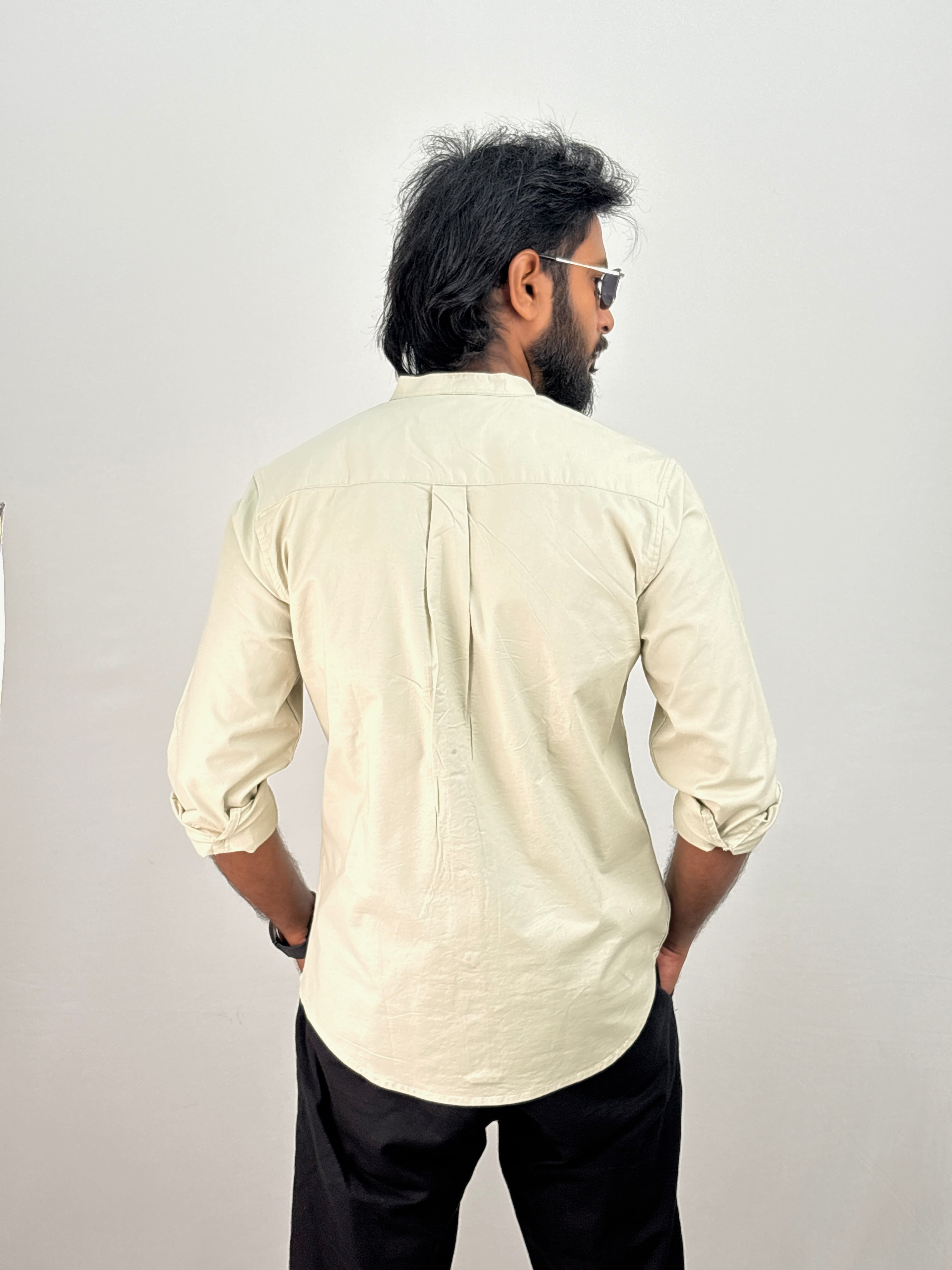 Grey Mandarin Collar Shirt