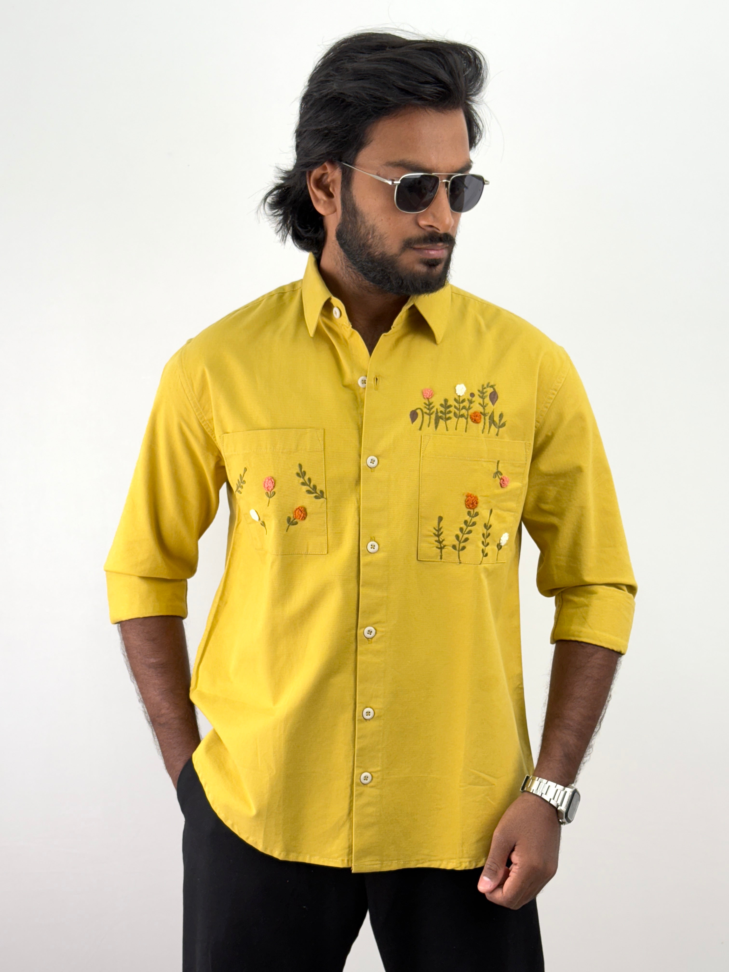 Yellow Embroidery Shirts