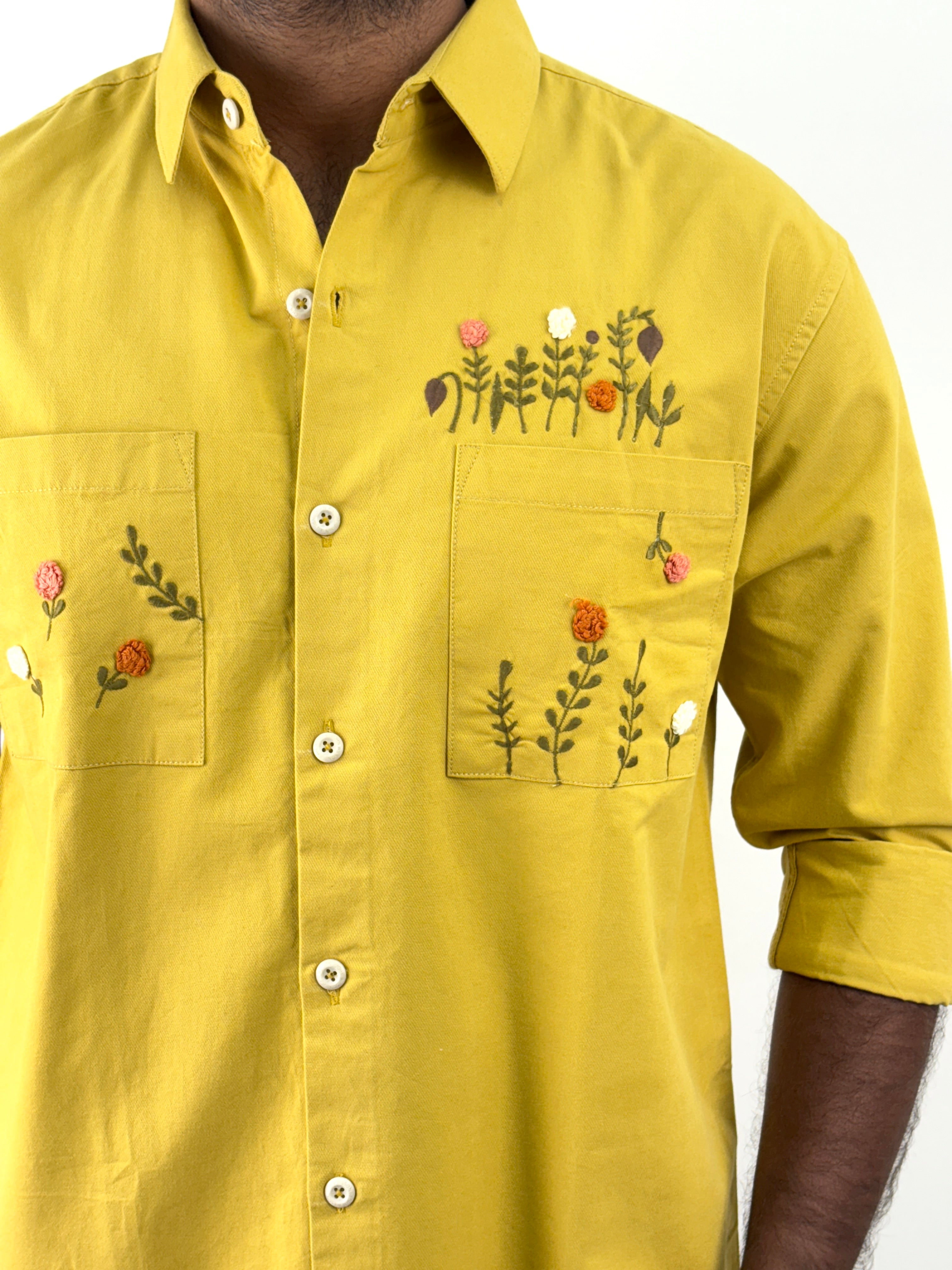 Yellow Embroidery Shirts