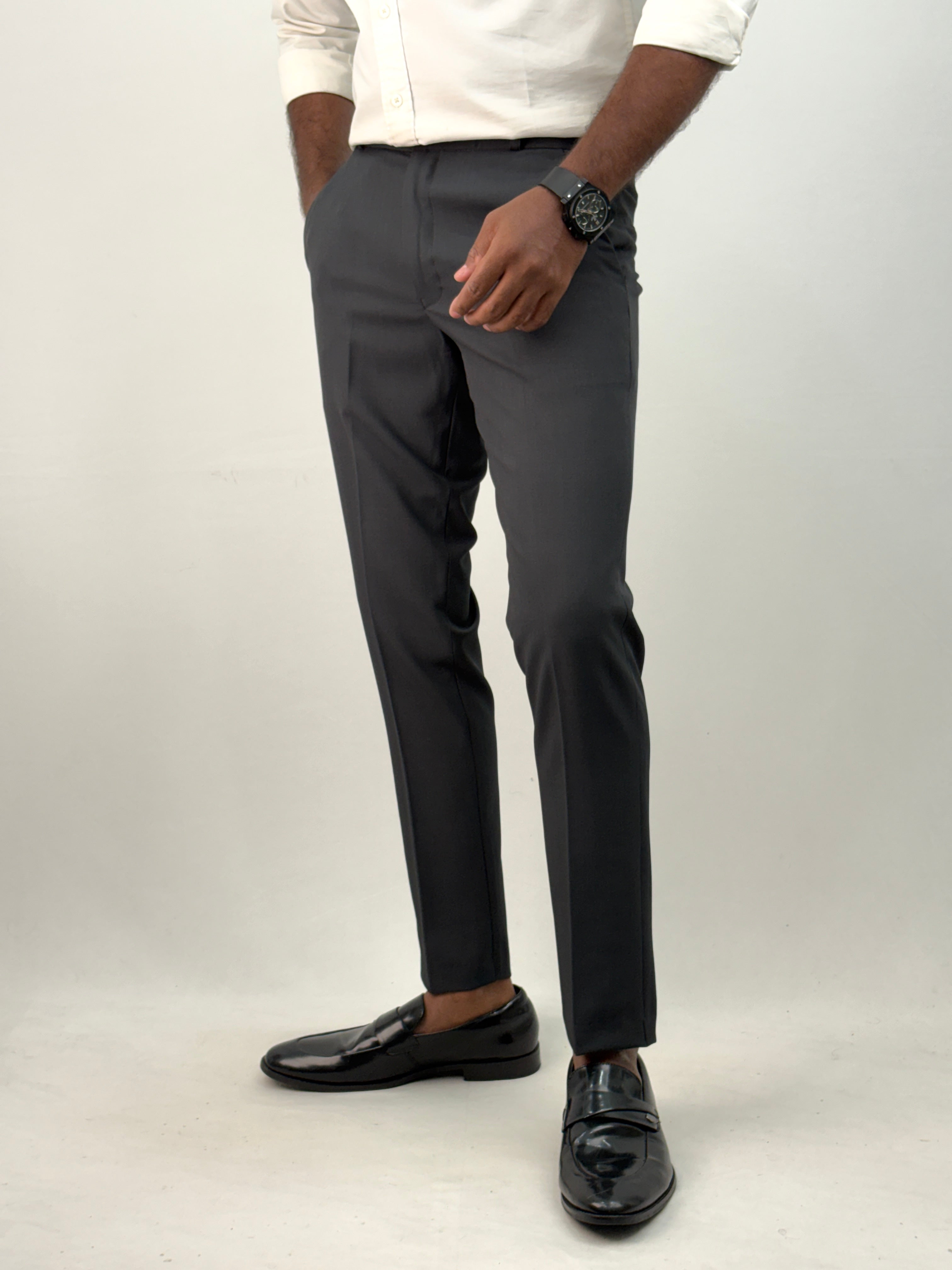 Dark Blue Ankle Fit Formal Pant