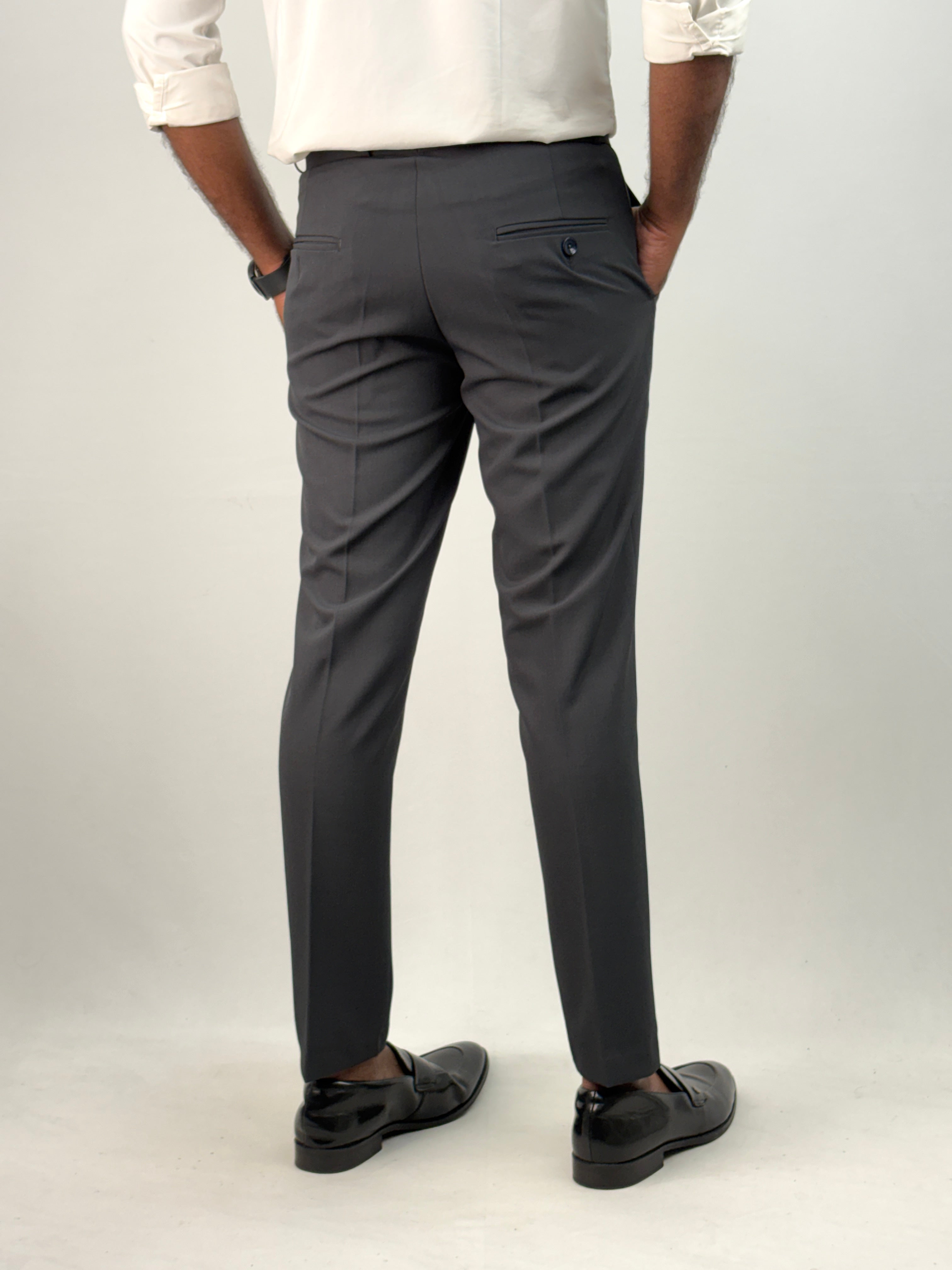 Dark Blue Ankle Fit Formal Pant
