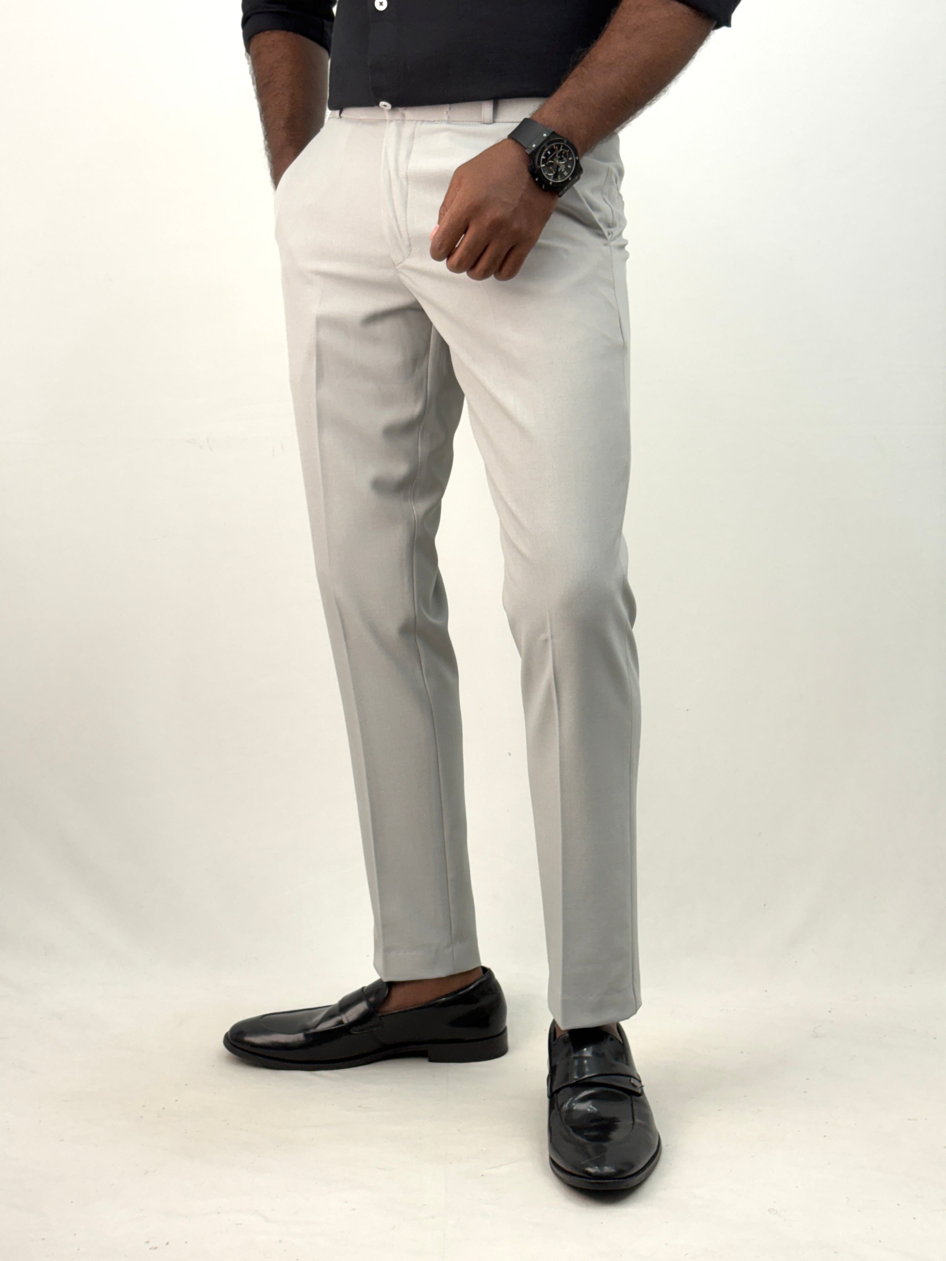 Ash Grey Ankle Fit Formal Pant