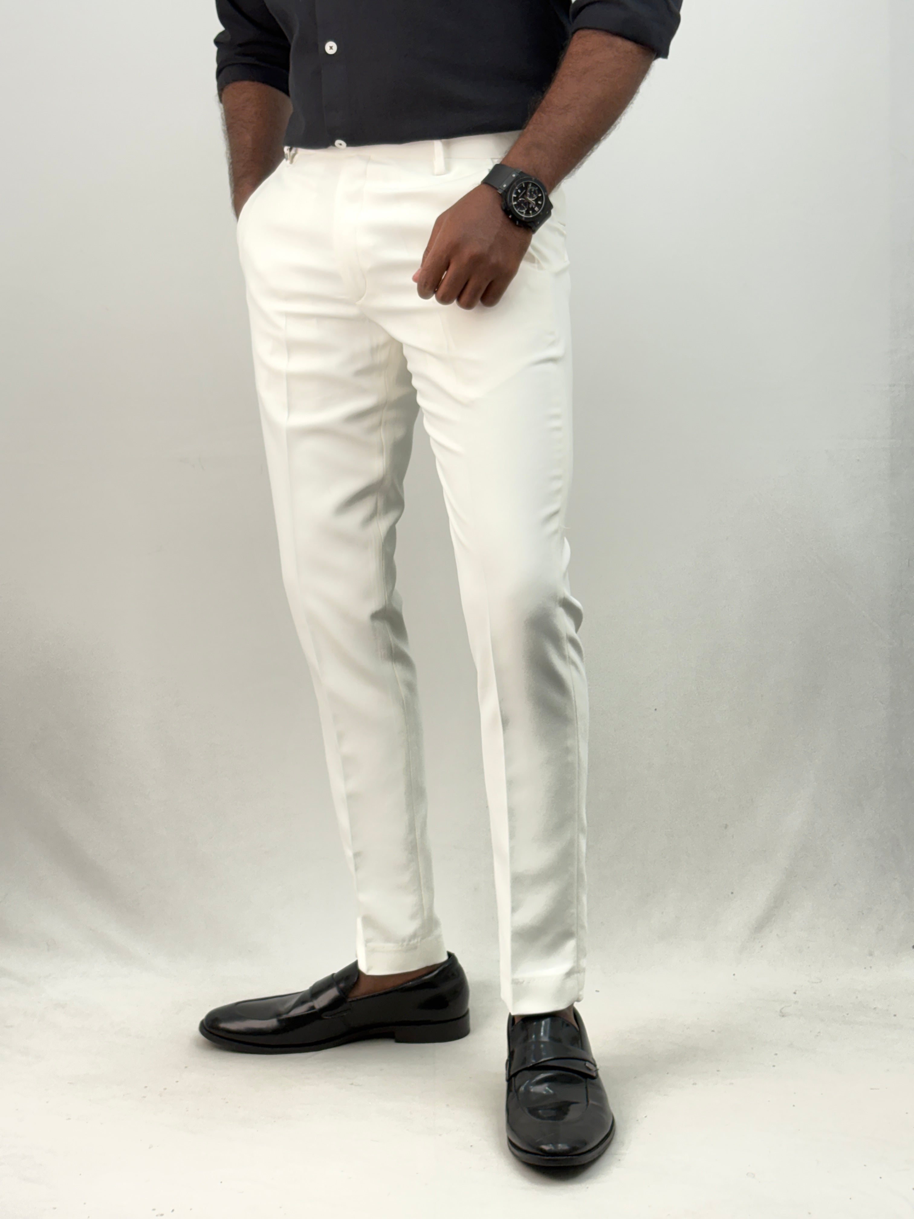 White Ankle Fit Formal Pant