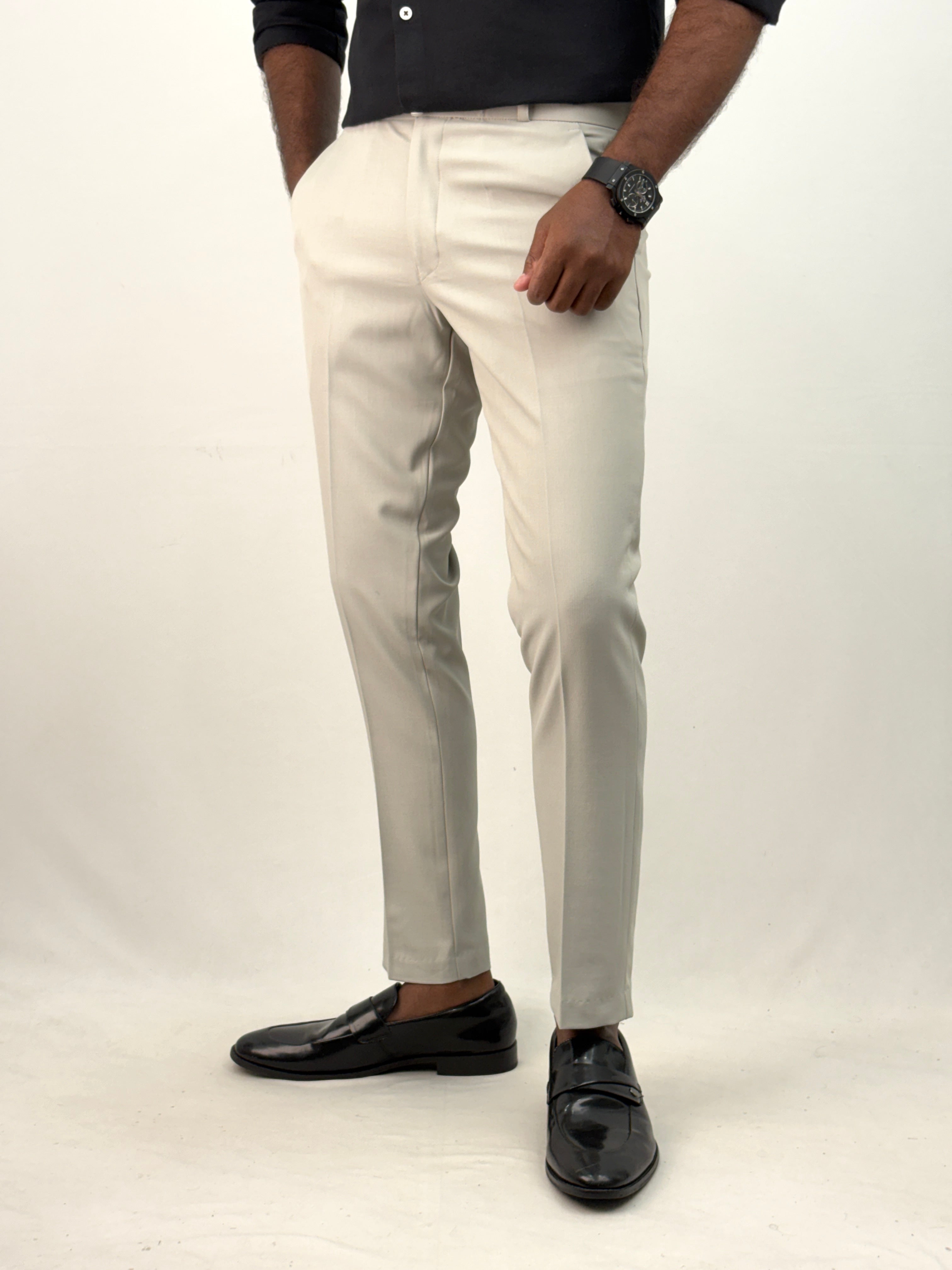 Light Grey Ankle Fit Formal Pant