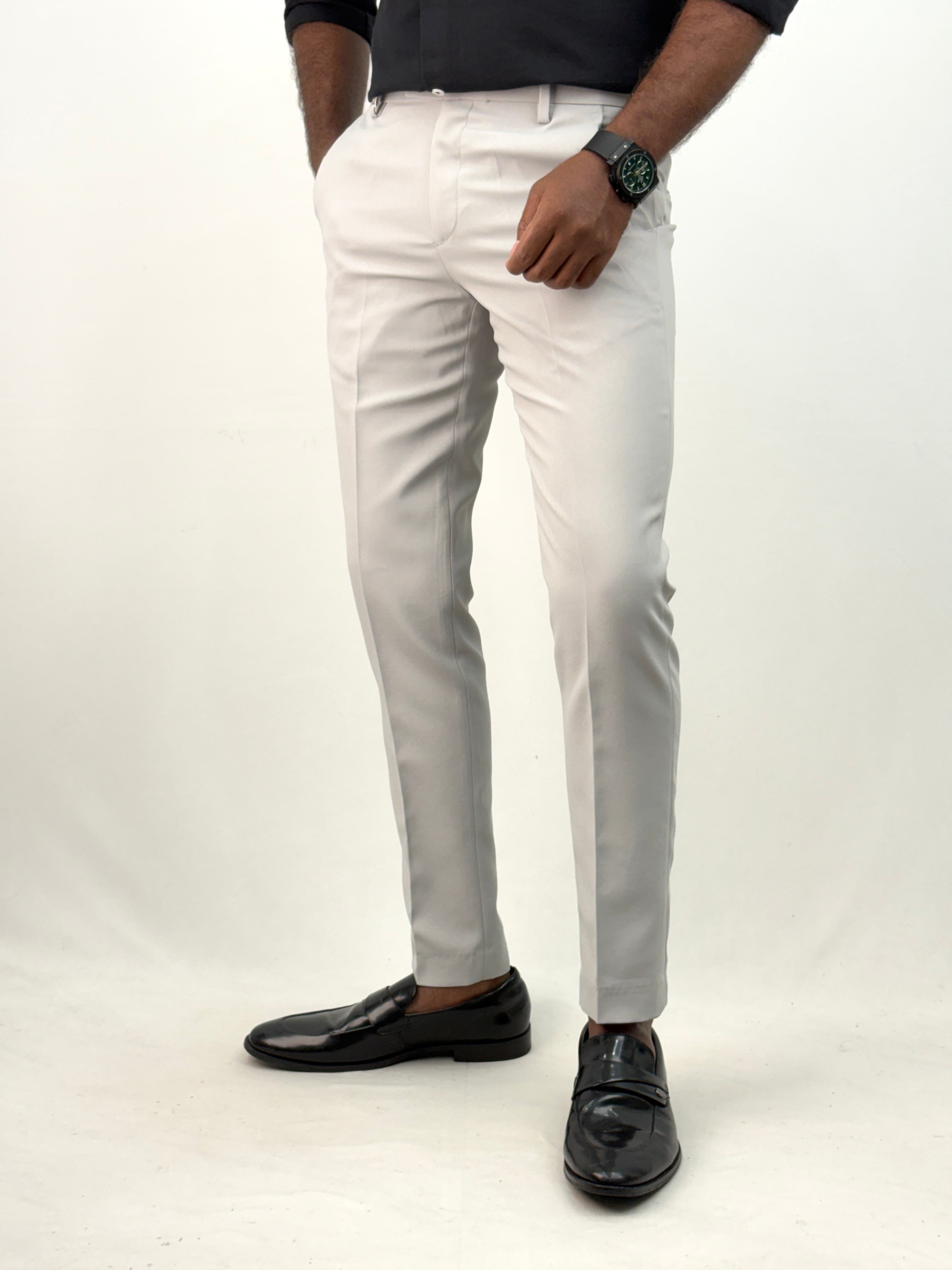 Cement Grey Ankle Fit Formal Pant