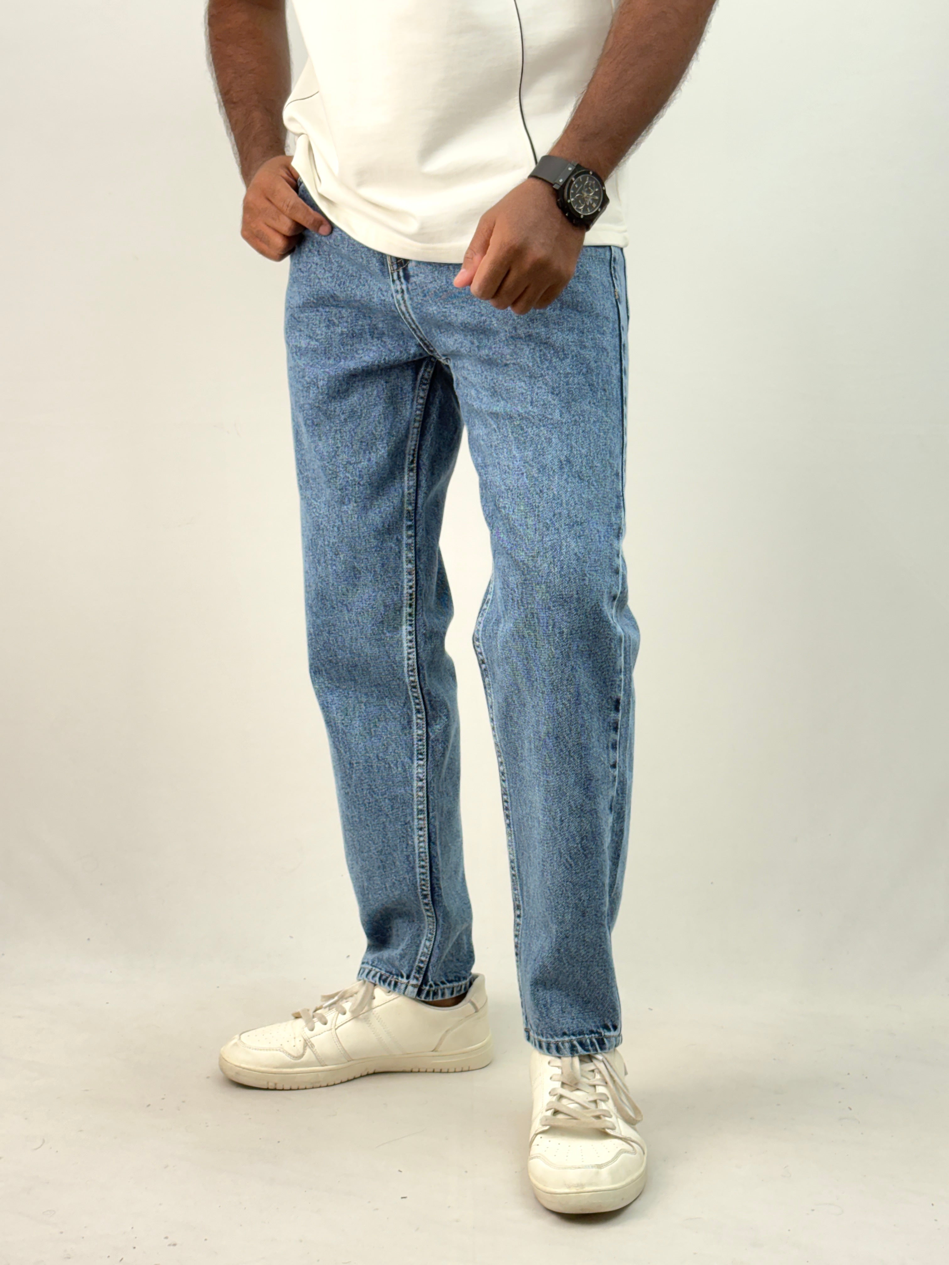 Blue Acid Wash Semi Baggy Jean