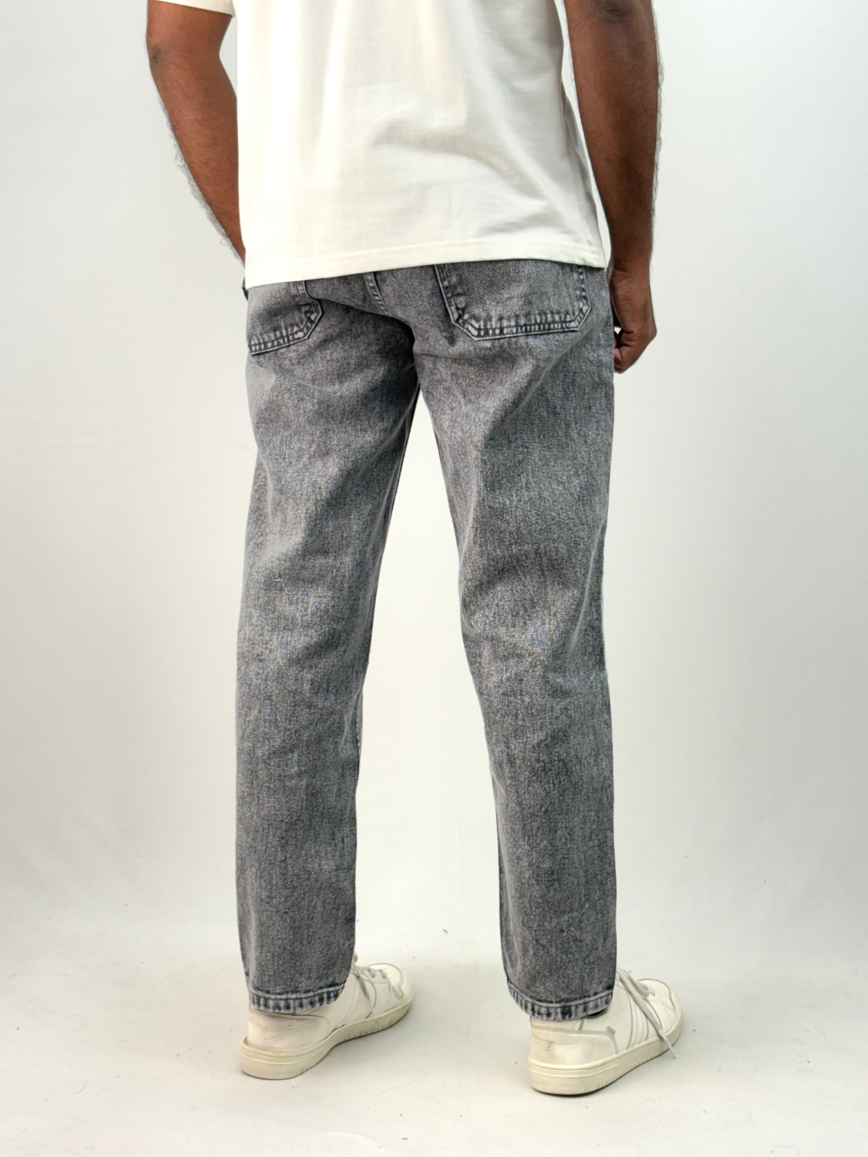 Grey Acid Wash Semi Baggy Jean
