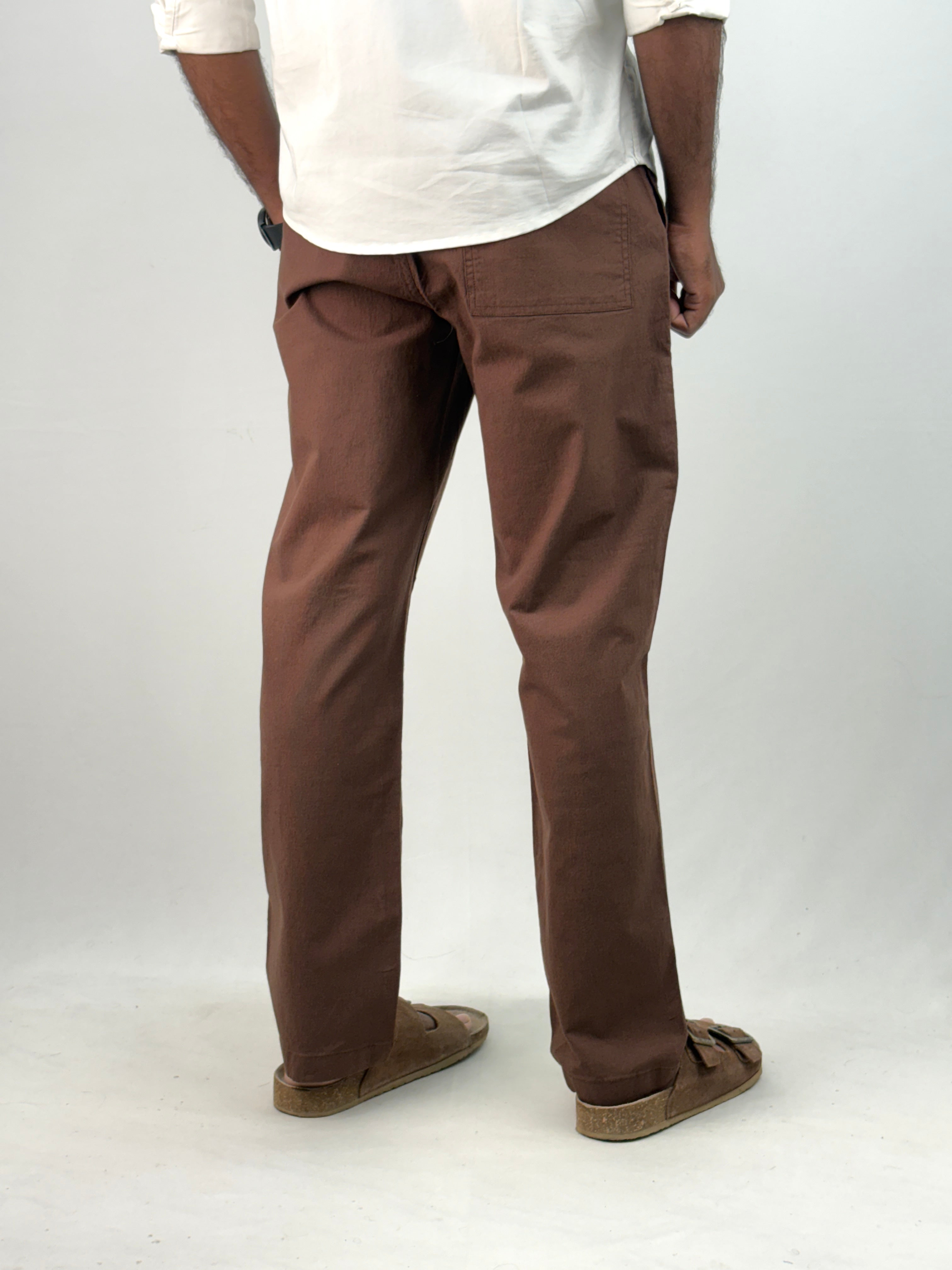Brown Relaxed Fit Linen Pant 6