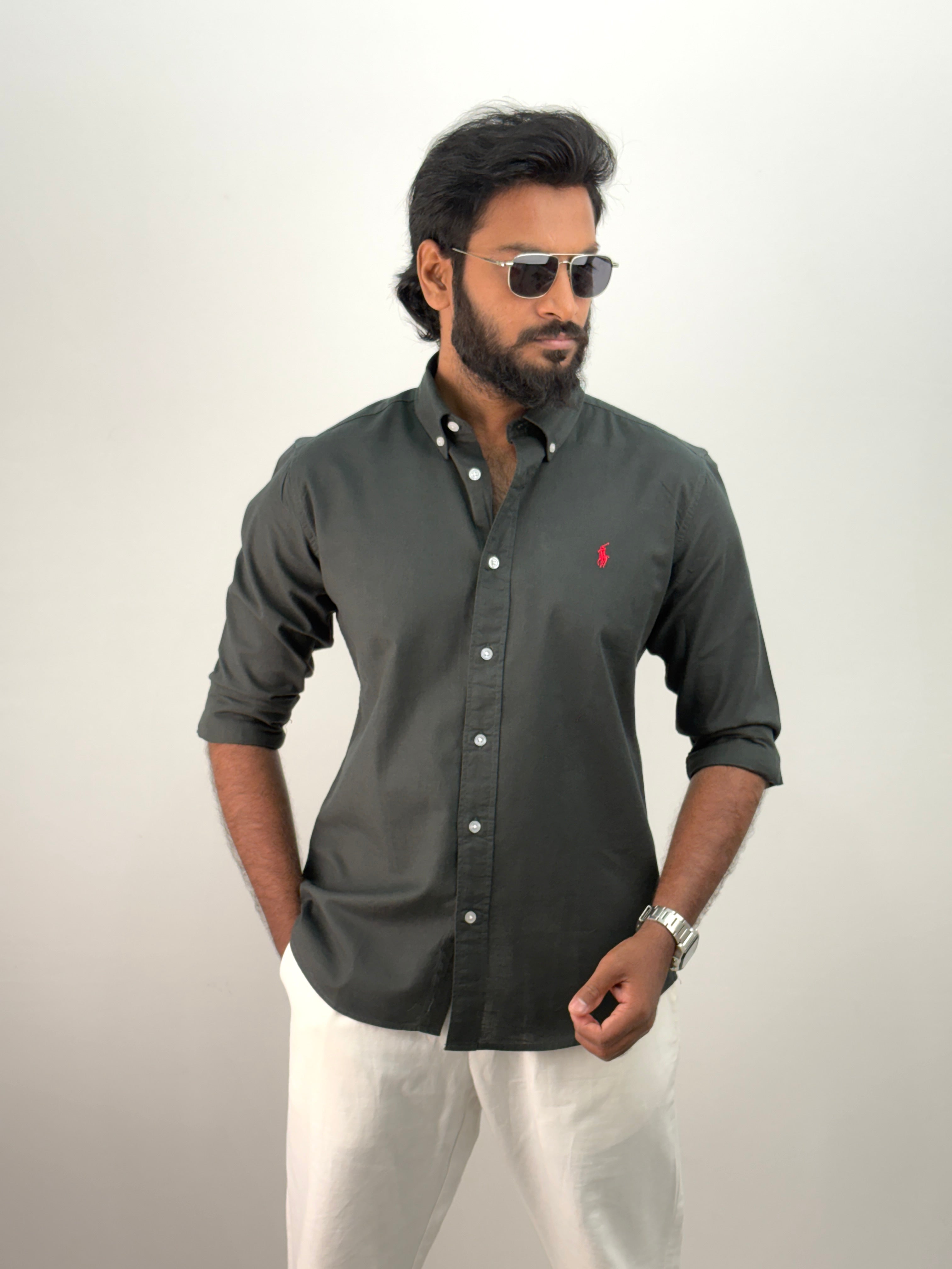 Dark Green Linen Shirt