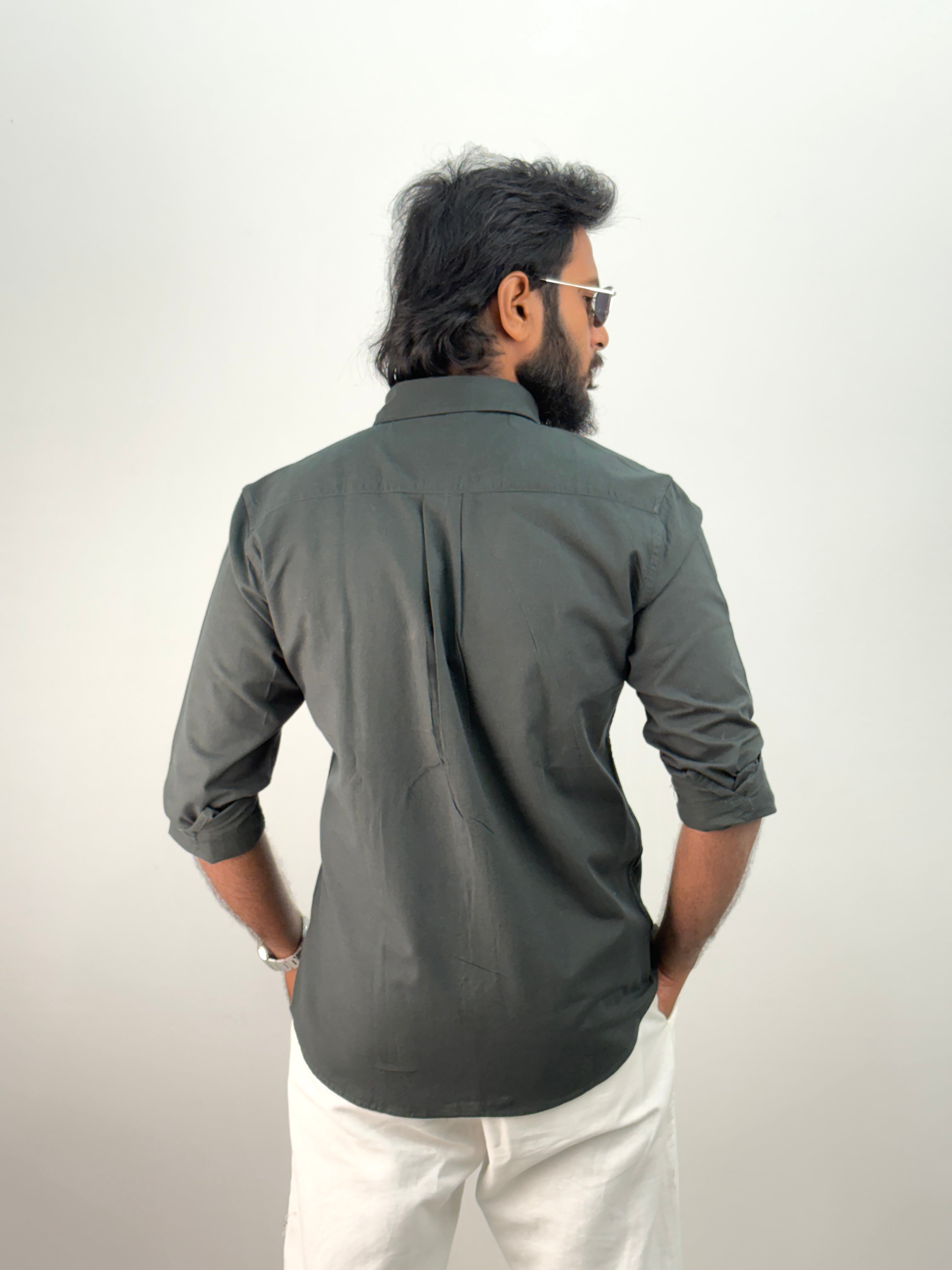 Dark Green Linen Shirt