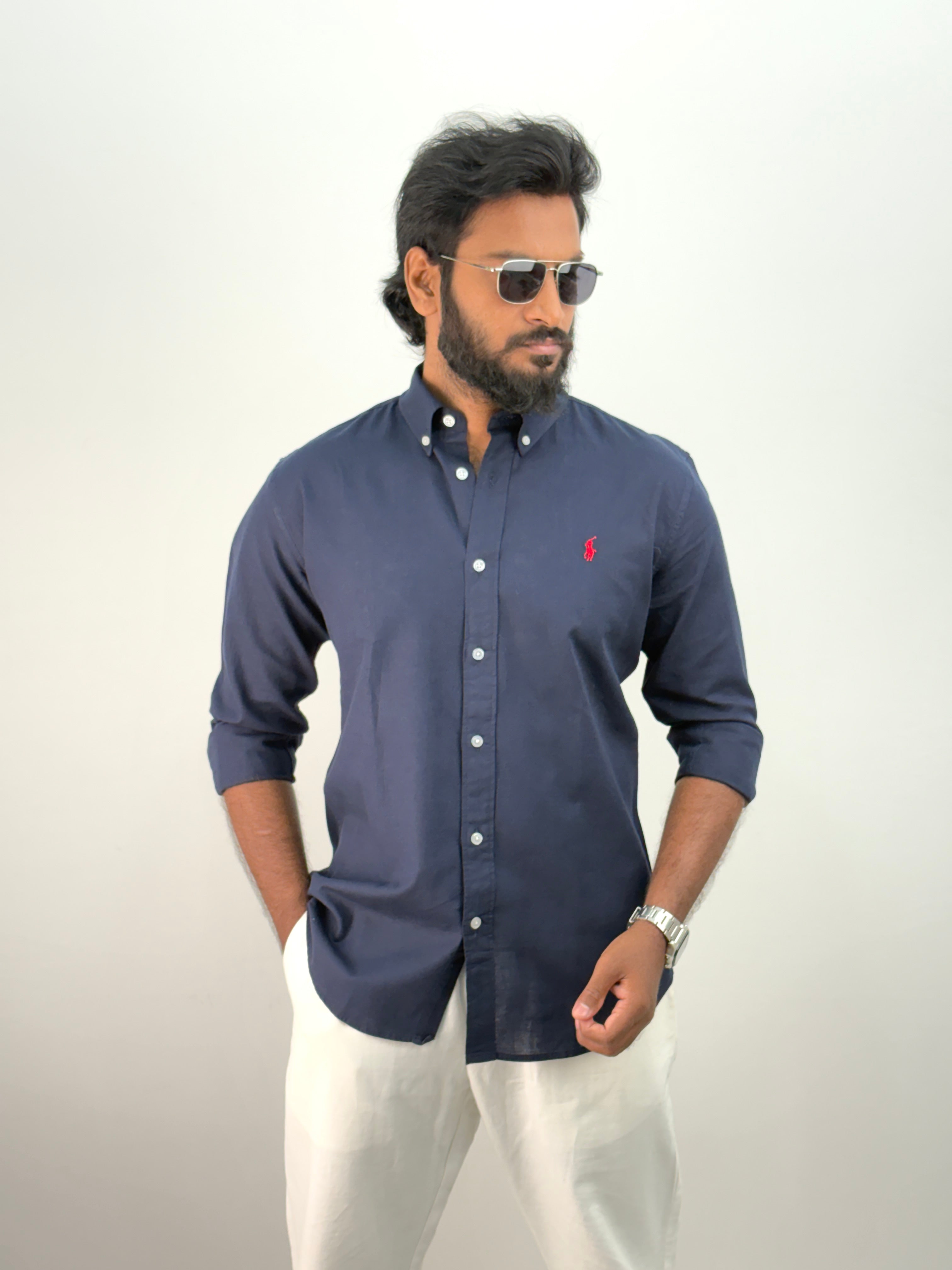 Navy Linen Shirt