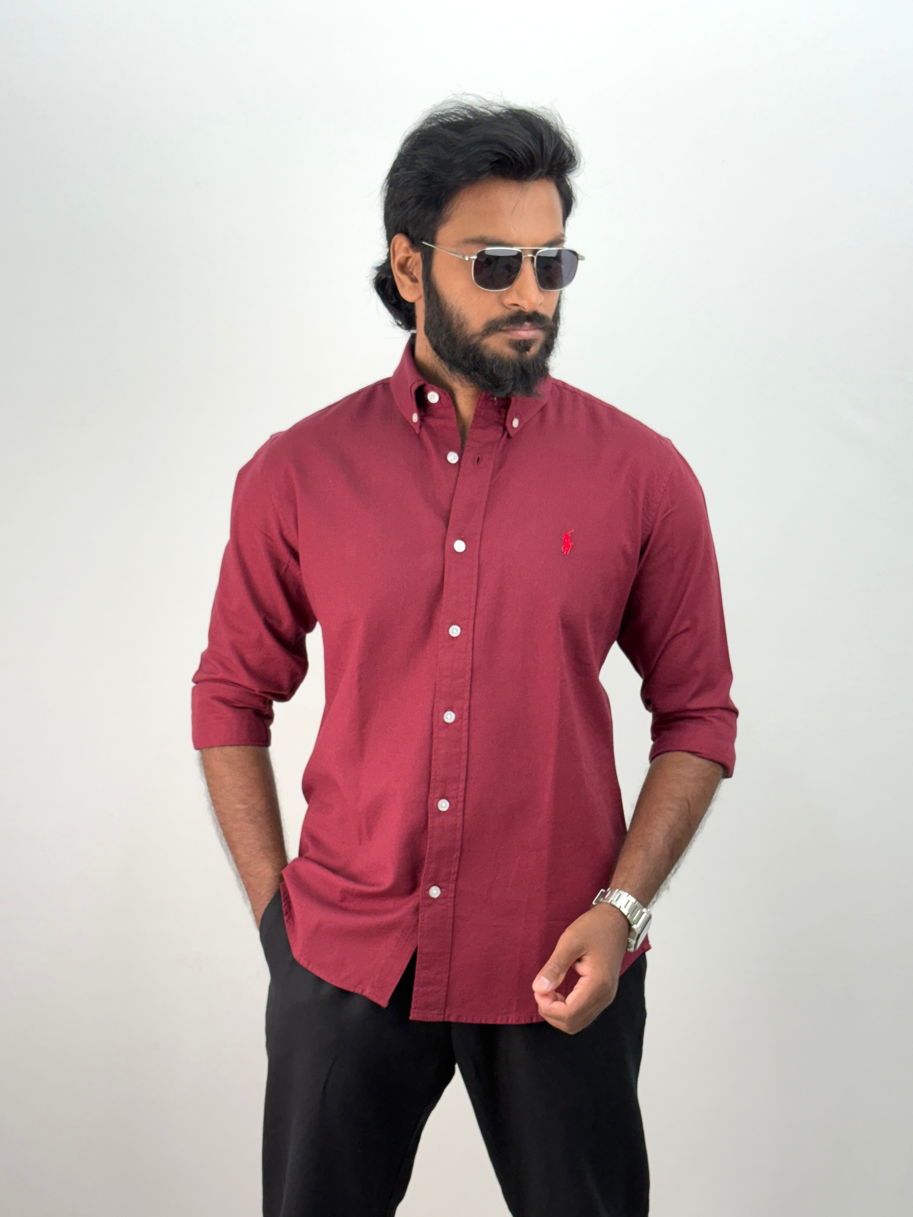 Maroon Linen Shirt
