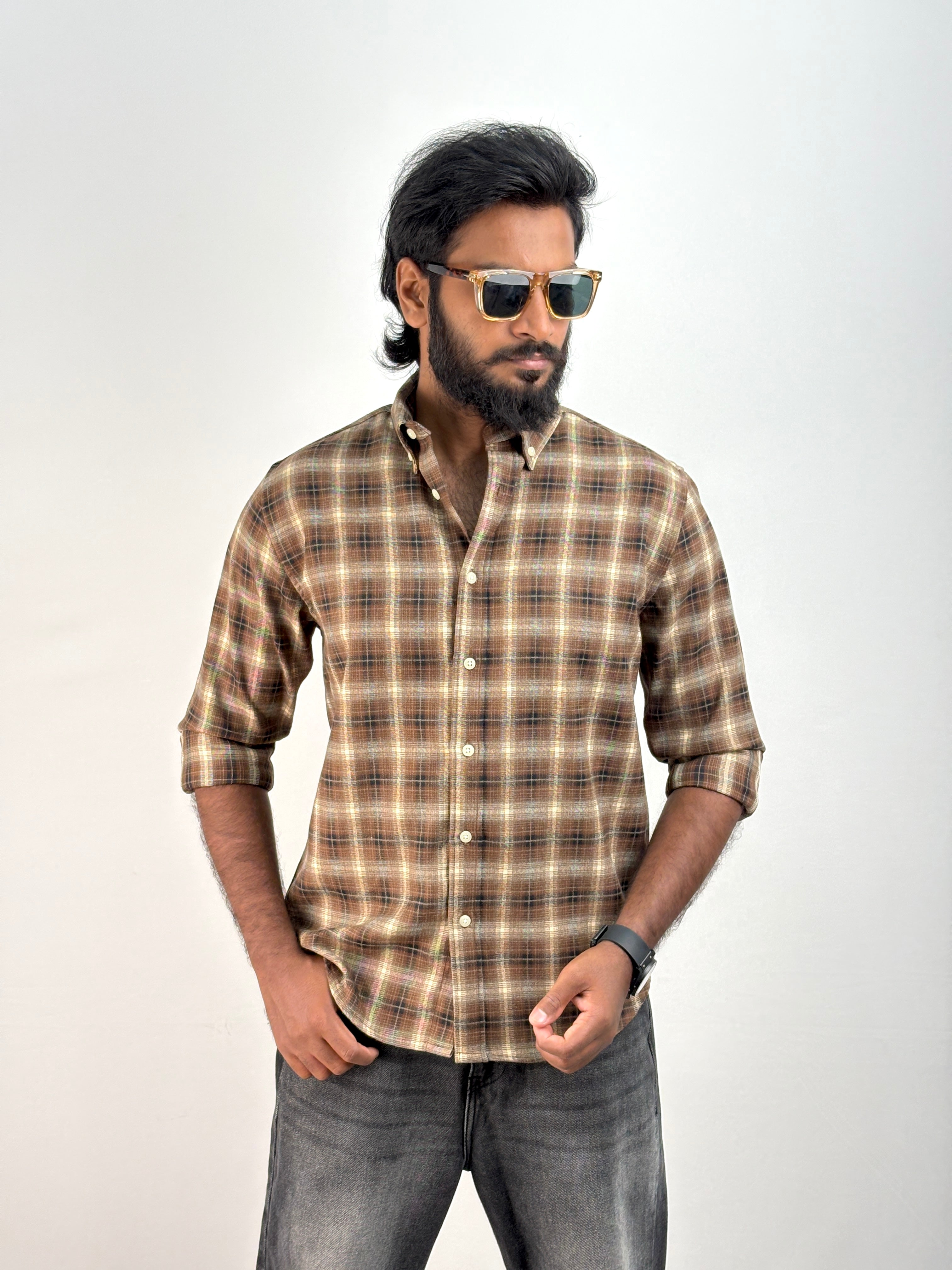 Beige Brown IMP Flannel Shirt