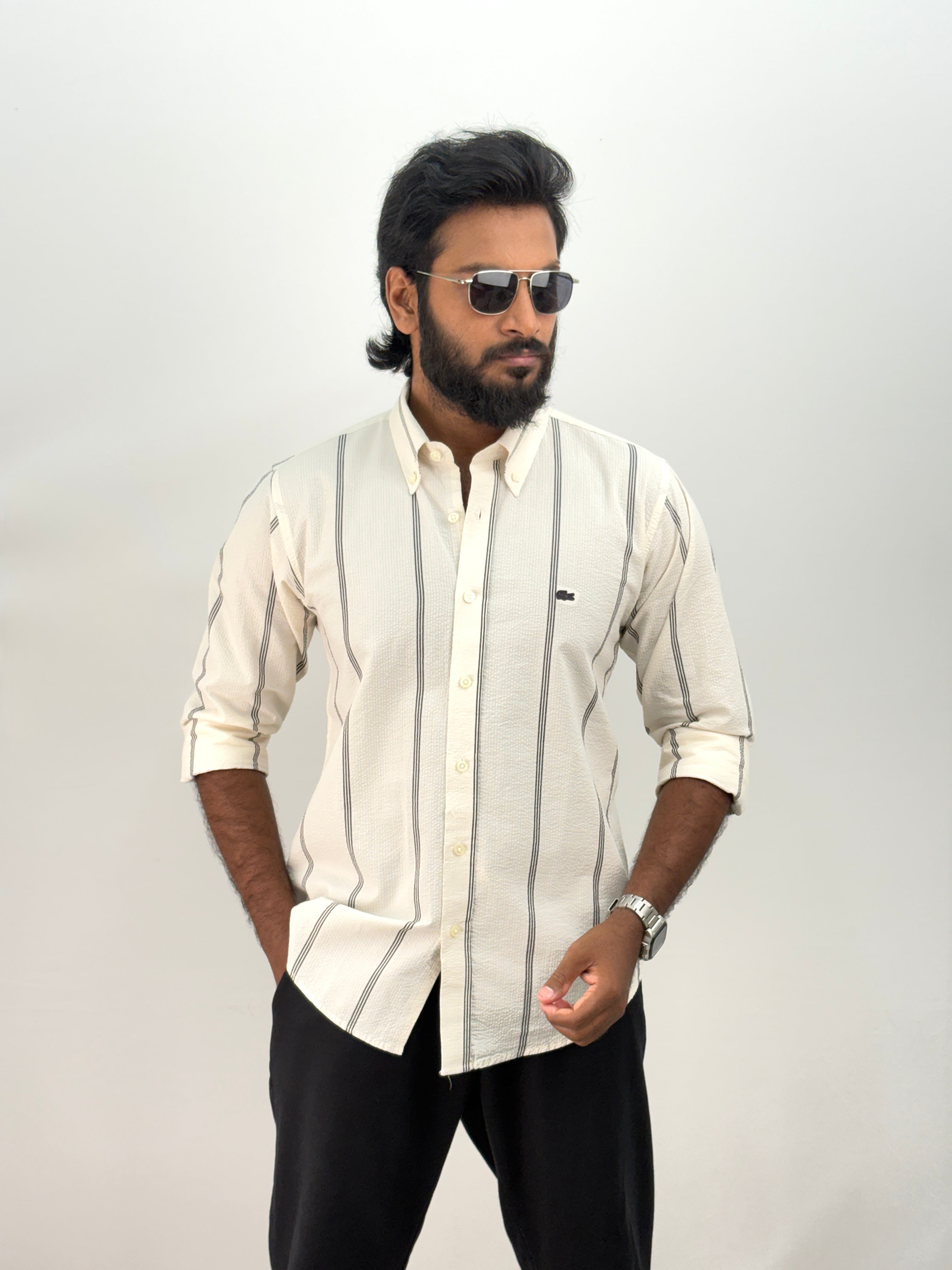 Beige 3 Stripe Shirt #