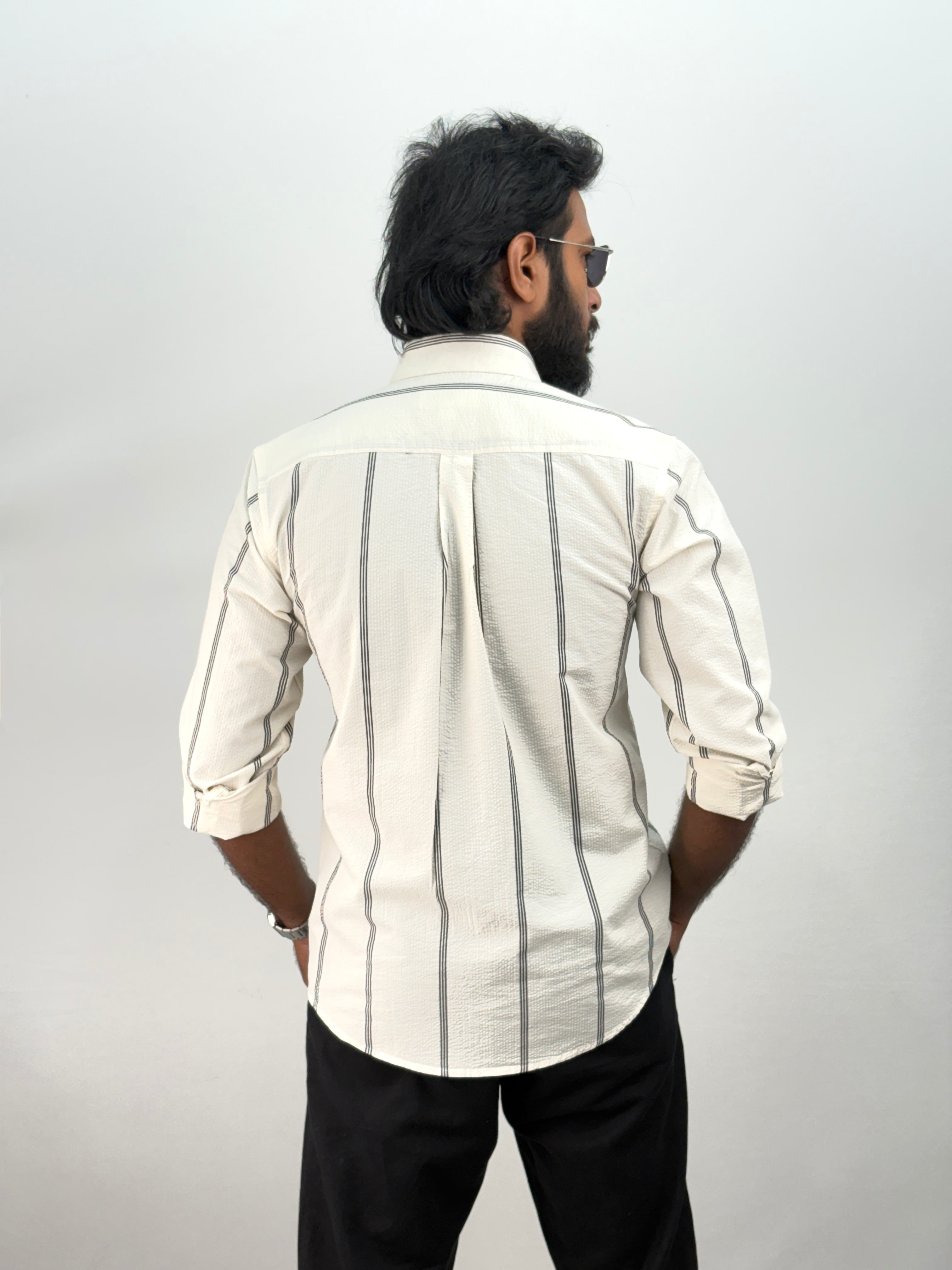 Beige 3 Stripe Shirt #