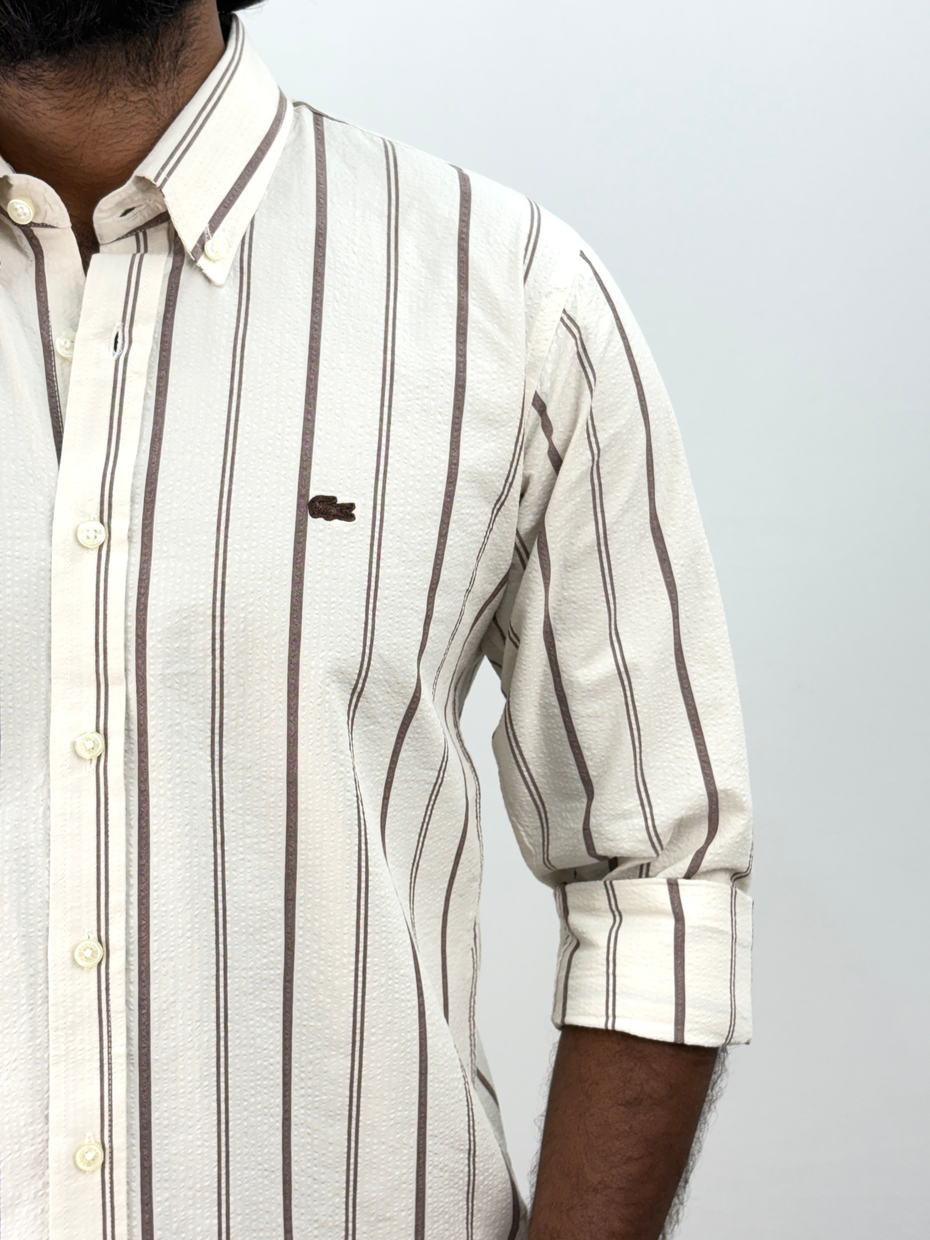Beige Brown Stripe Shirt #