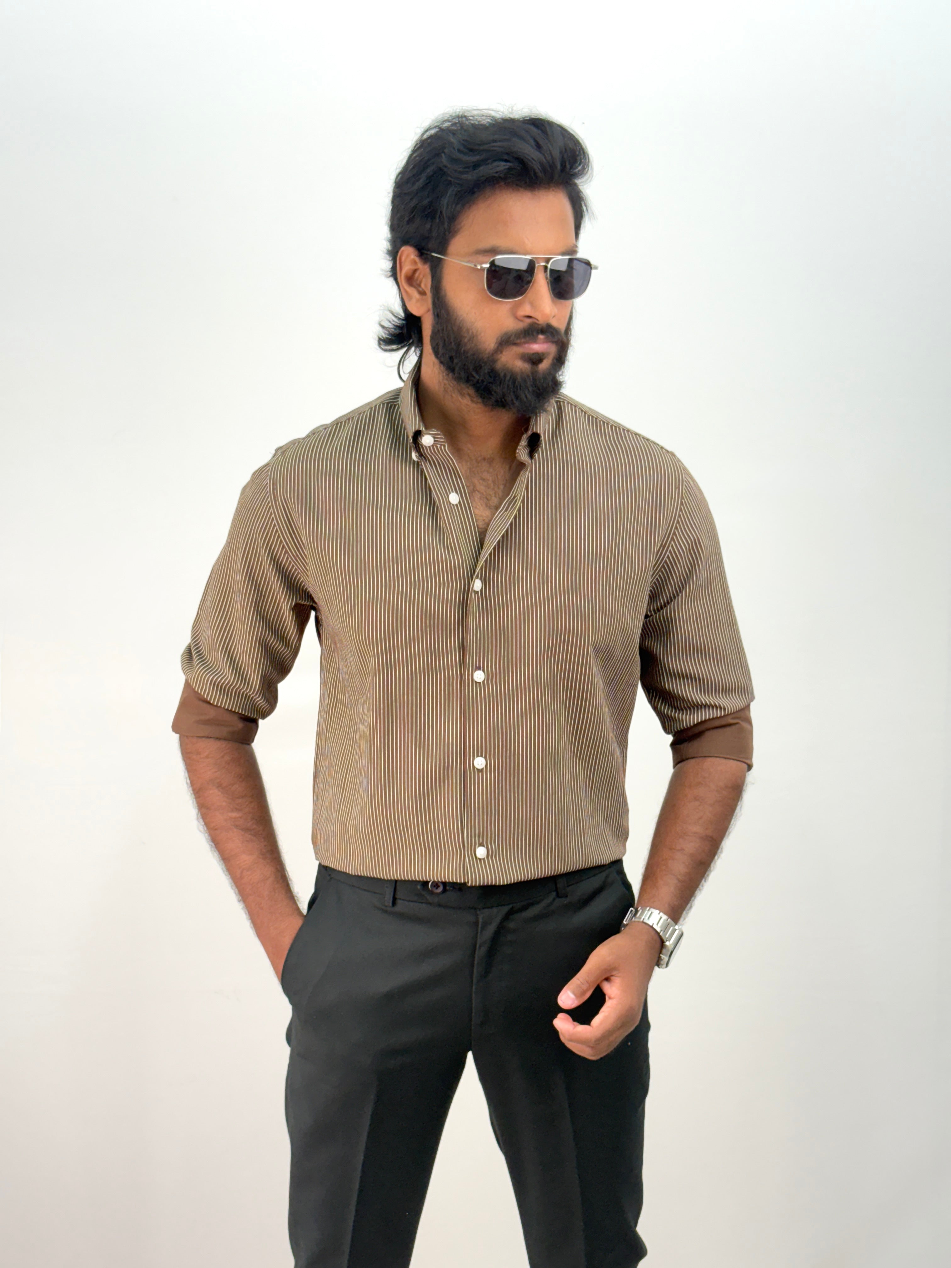 Brown IMP Stripe Shirt