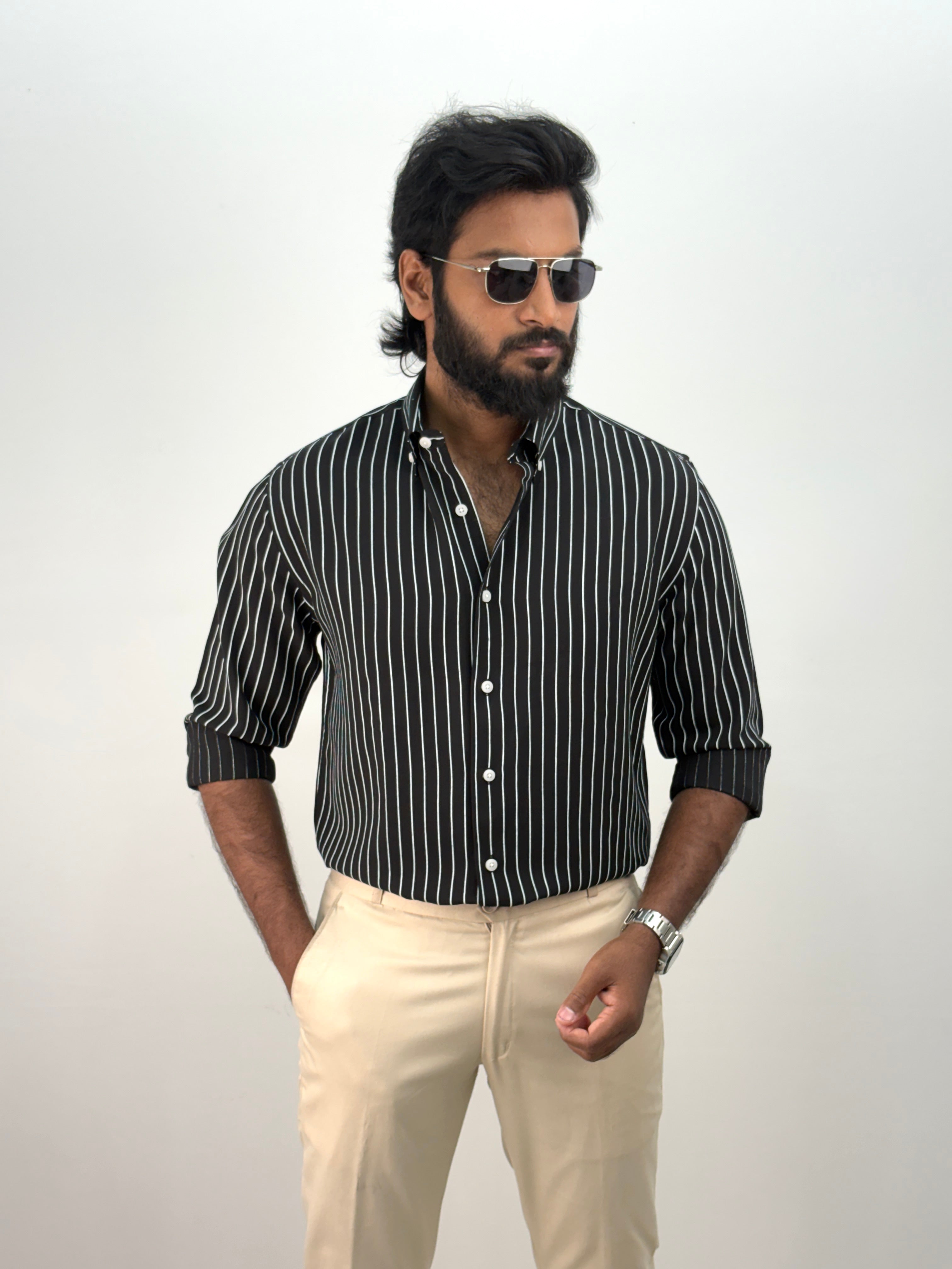Black IMP Stripe Shirt
