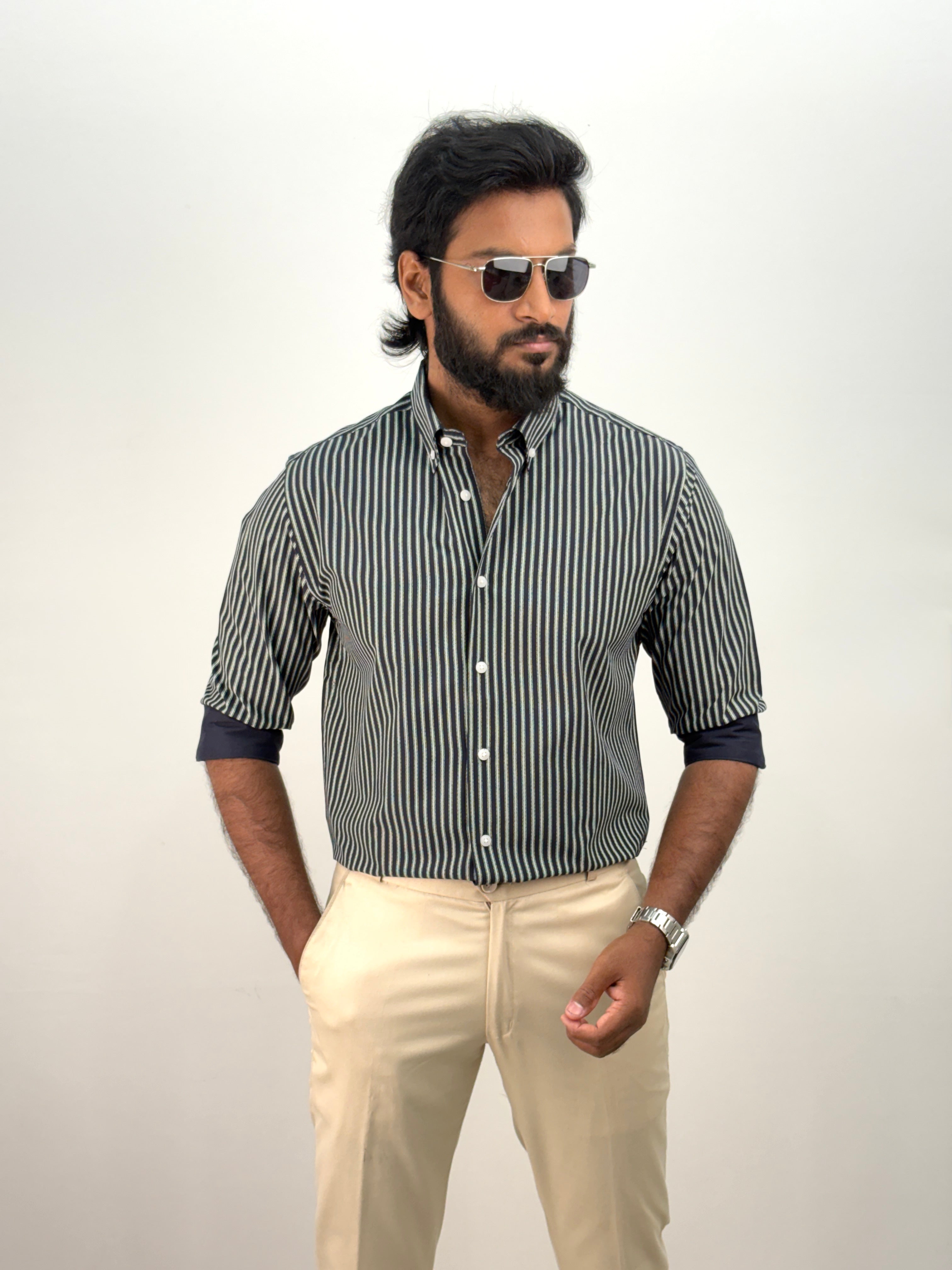 White Blue IMP Stripe Shirt