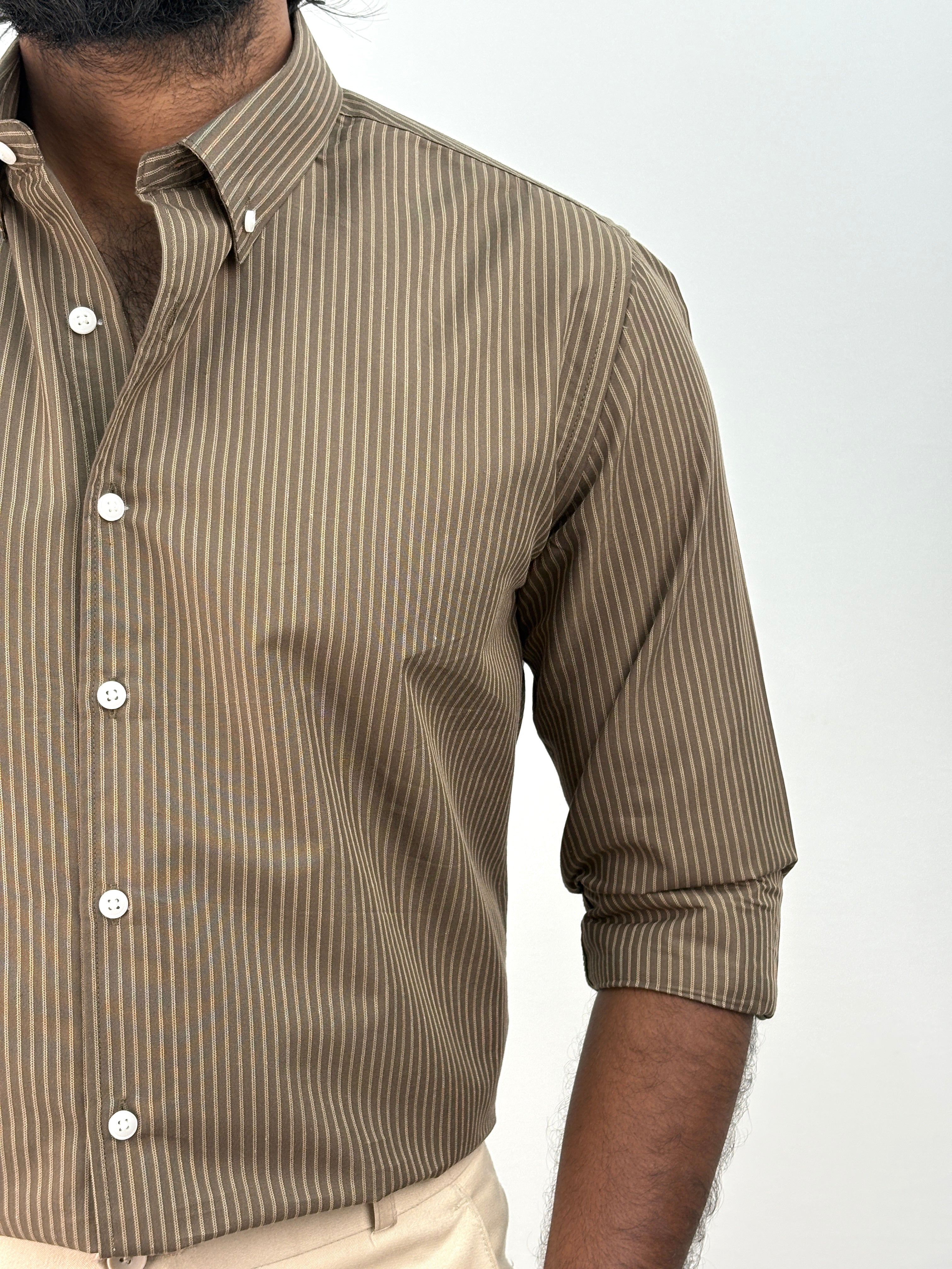 Olive IMP Stripe Shirt