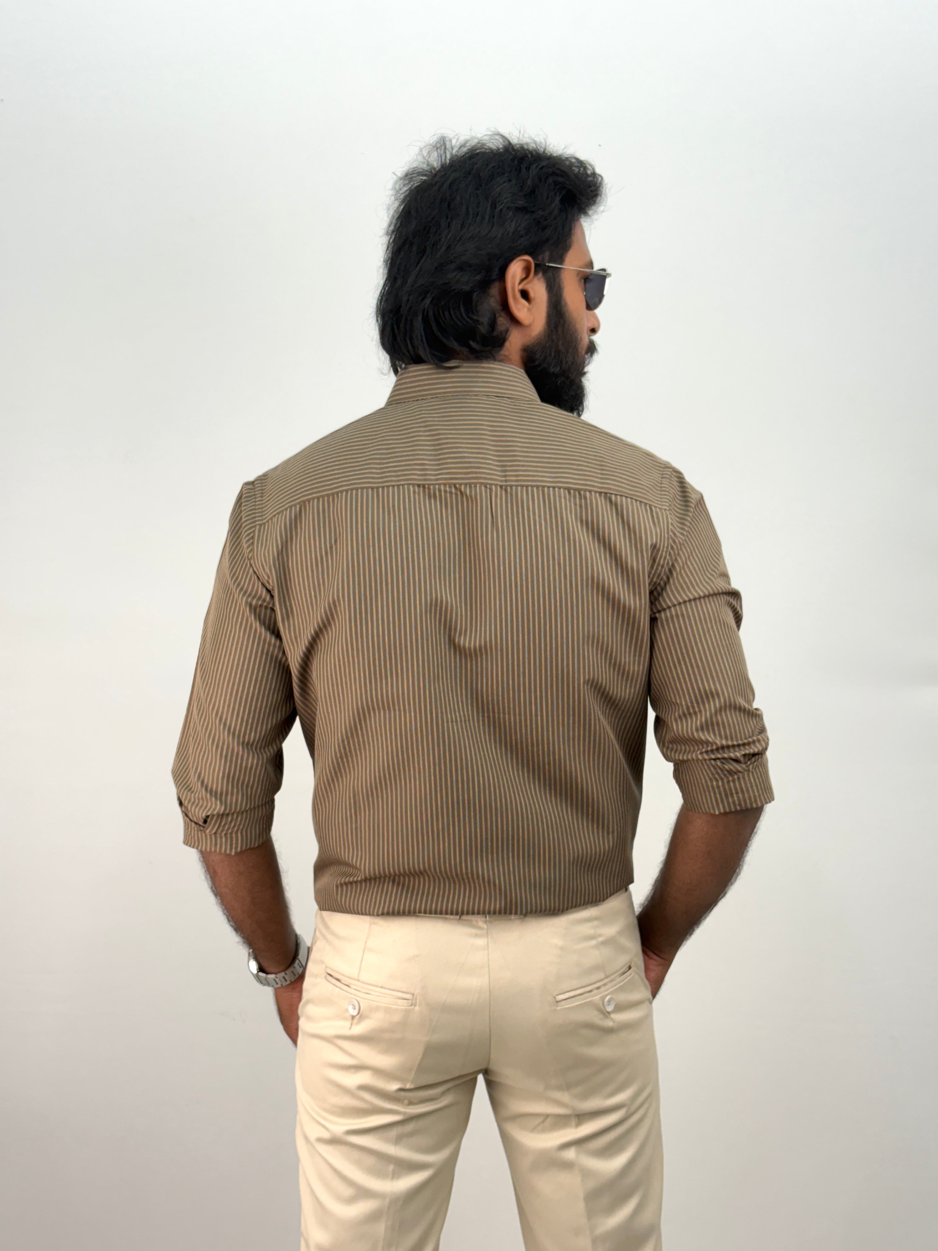 Olive IMP Stripe Shirt