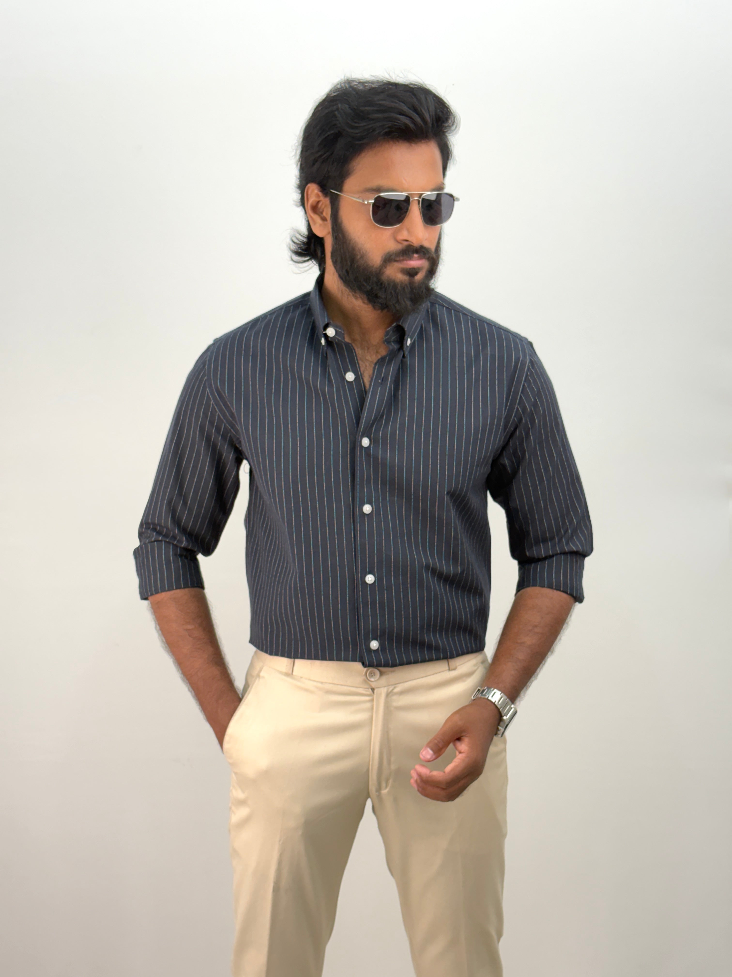 Dark Blue IMP Stripe Shirt