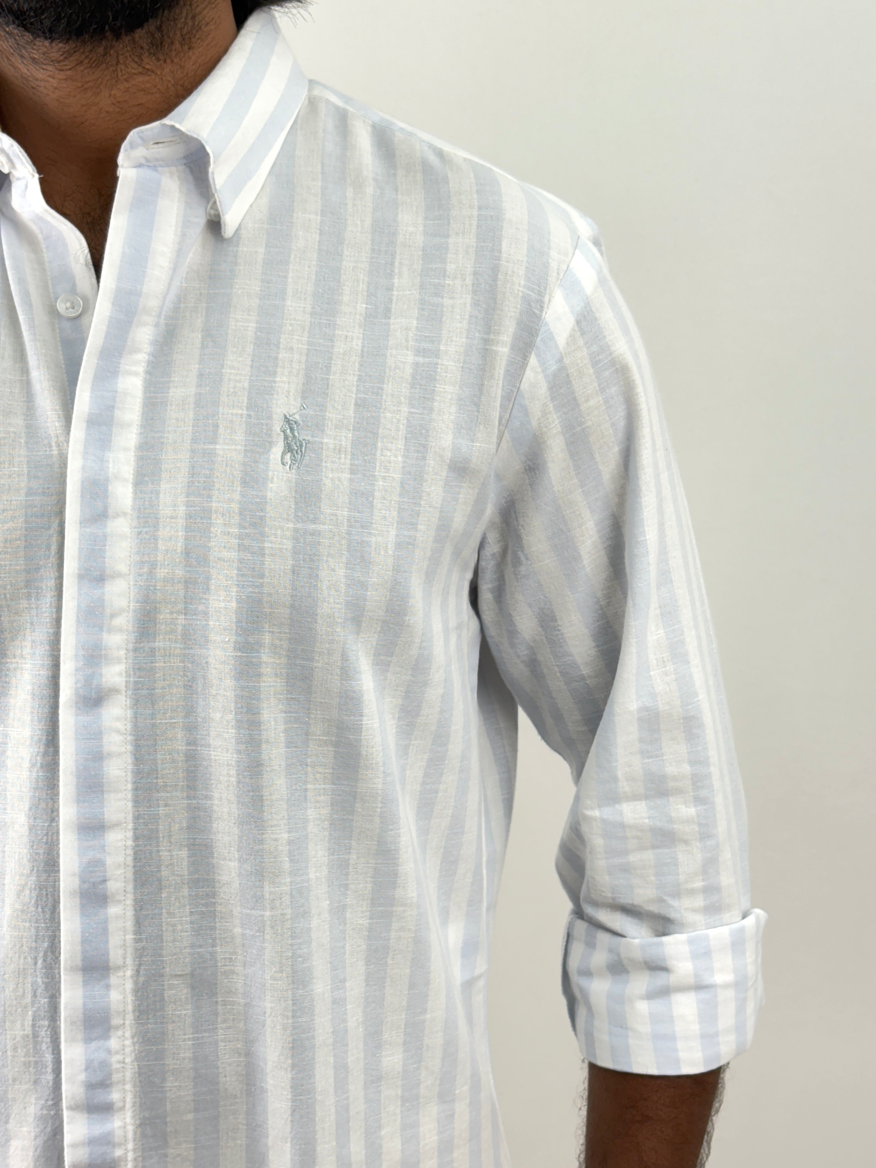 Light Blue Linen Stripe shirt