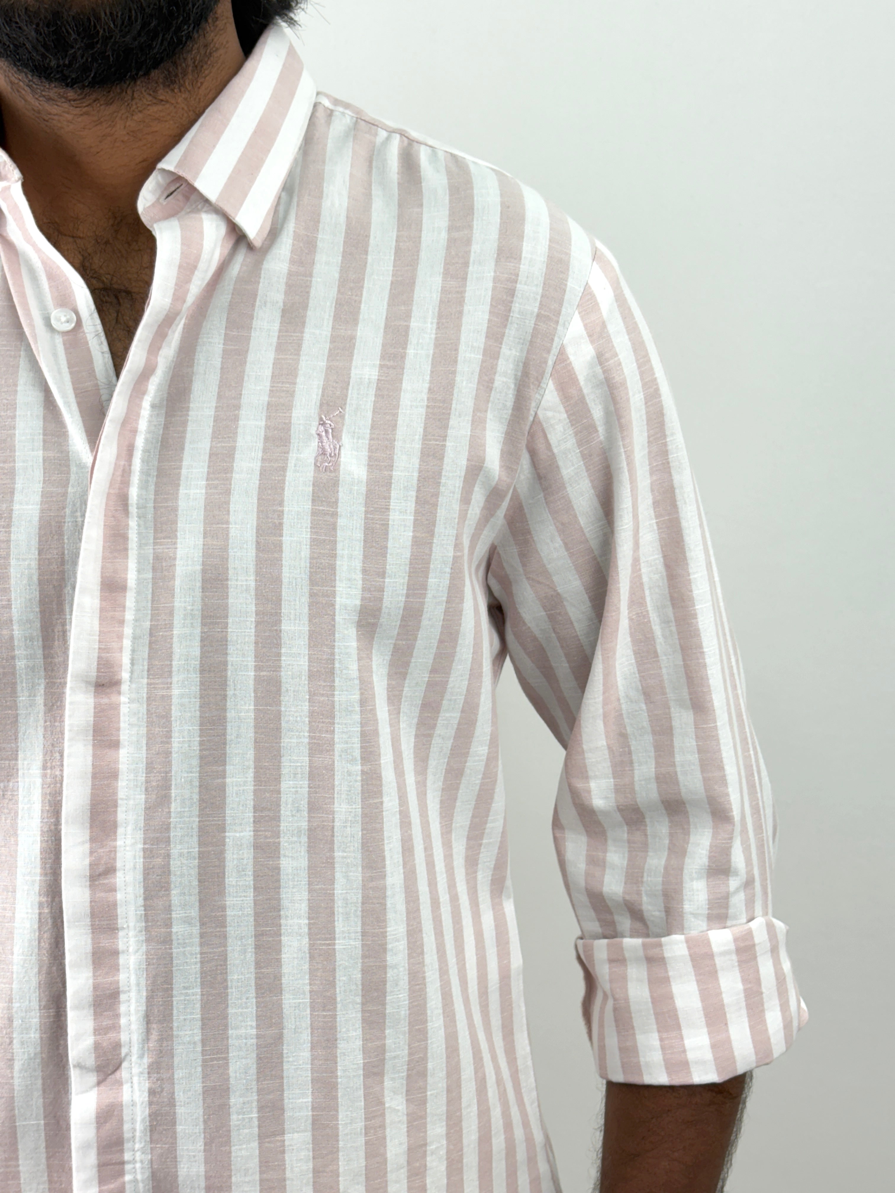 Peach Linen Stripe shirt