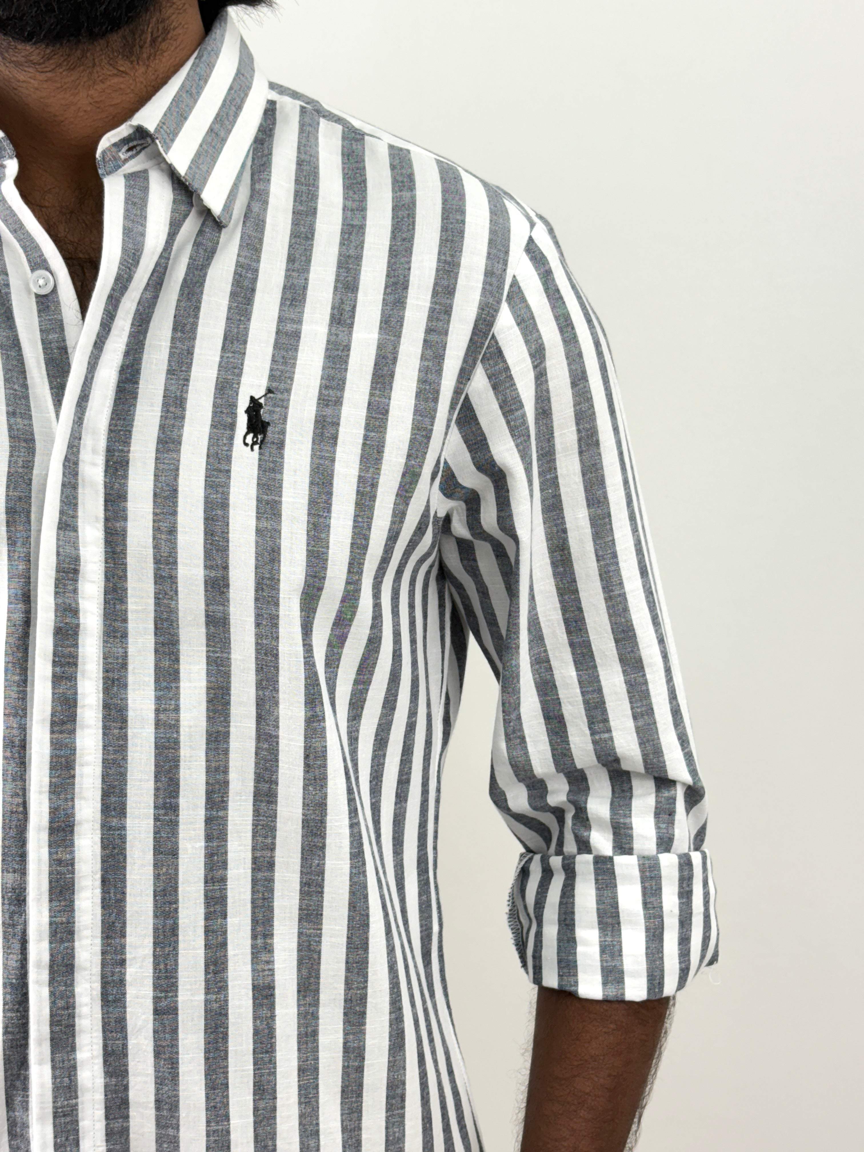 Dark Grey Linen Stripe shirt