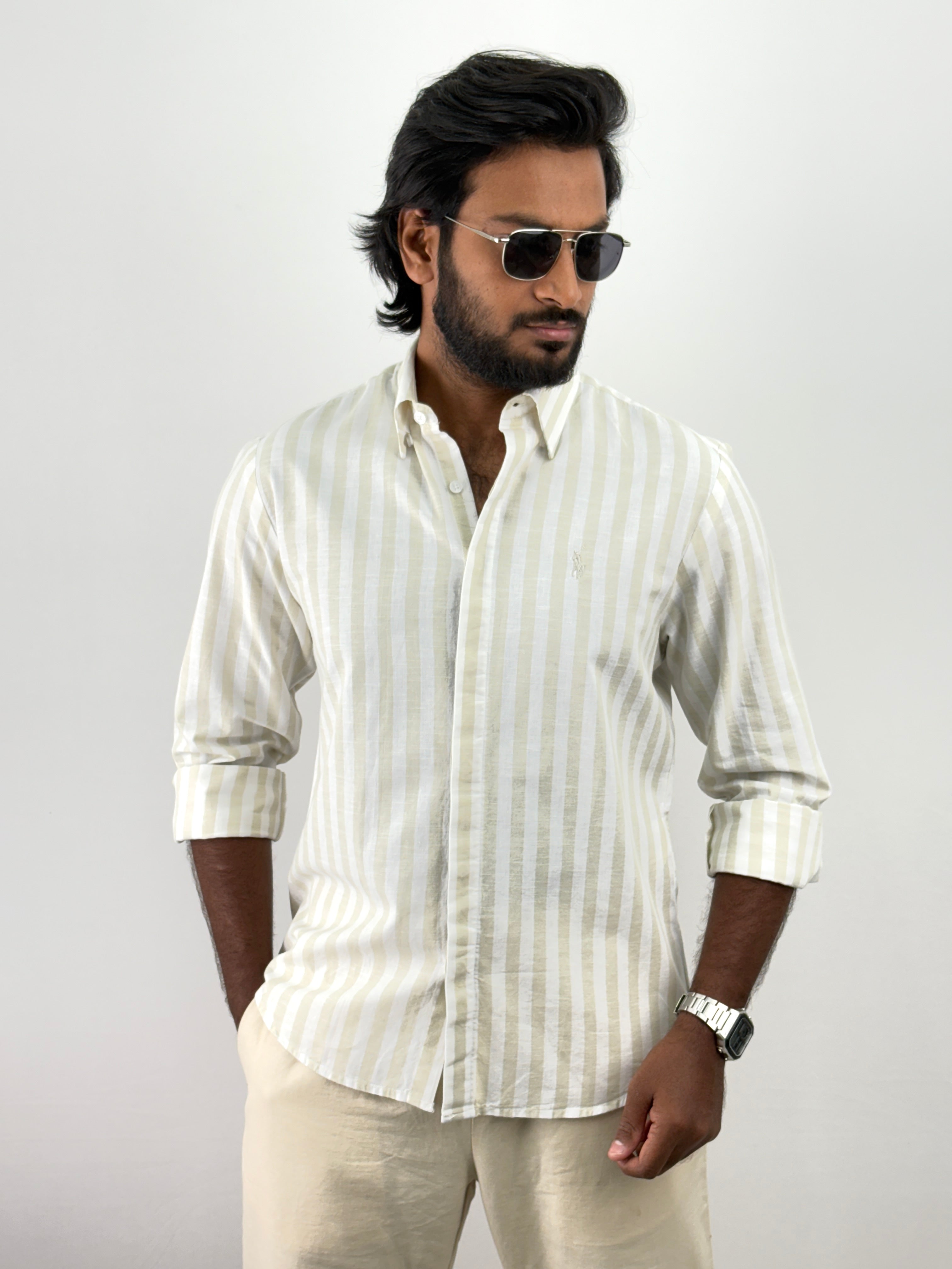 Beige Linen Stripe shirt