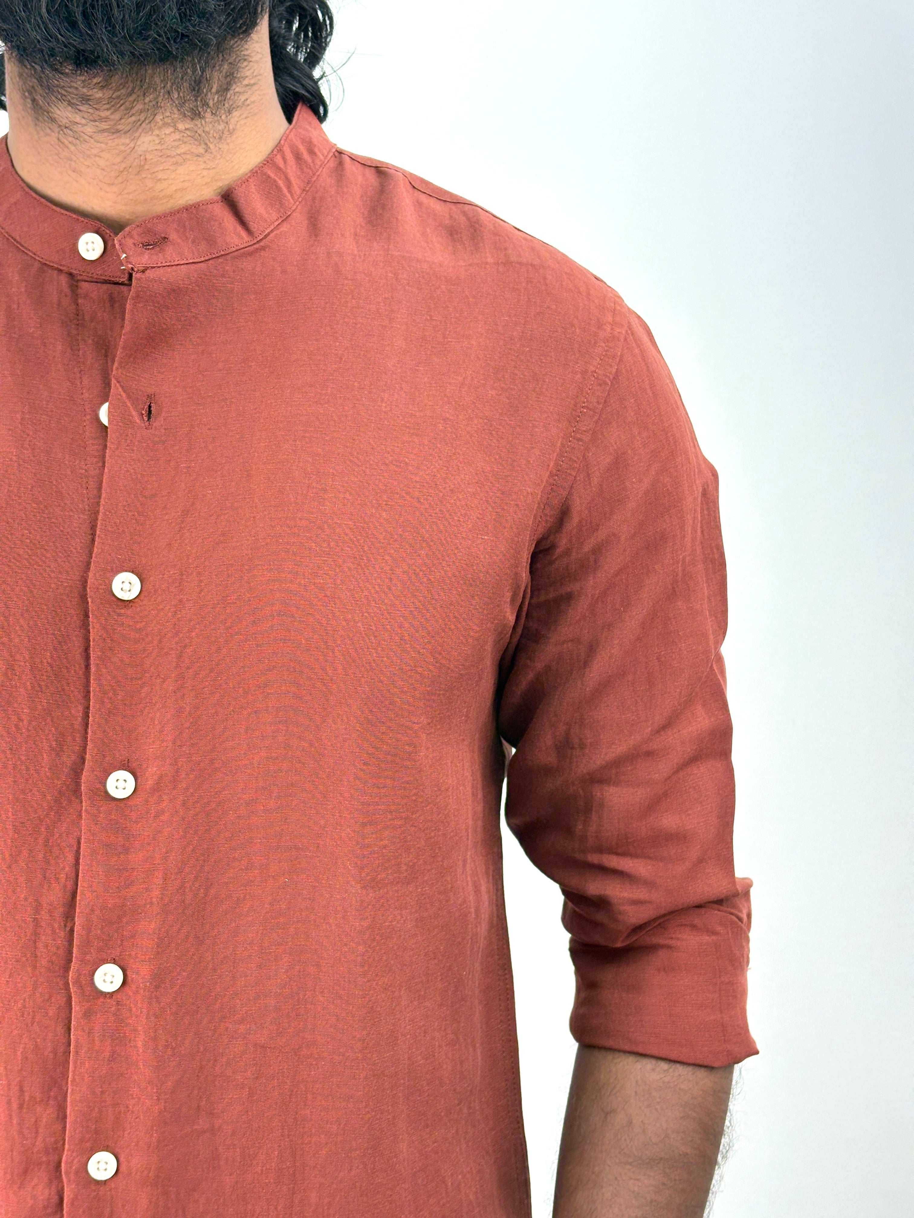 Brick Red IMP Mandarin Collar Shirt