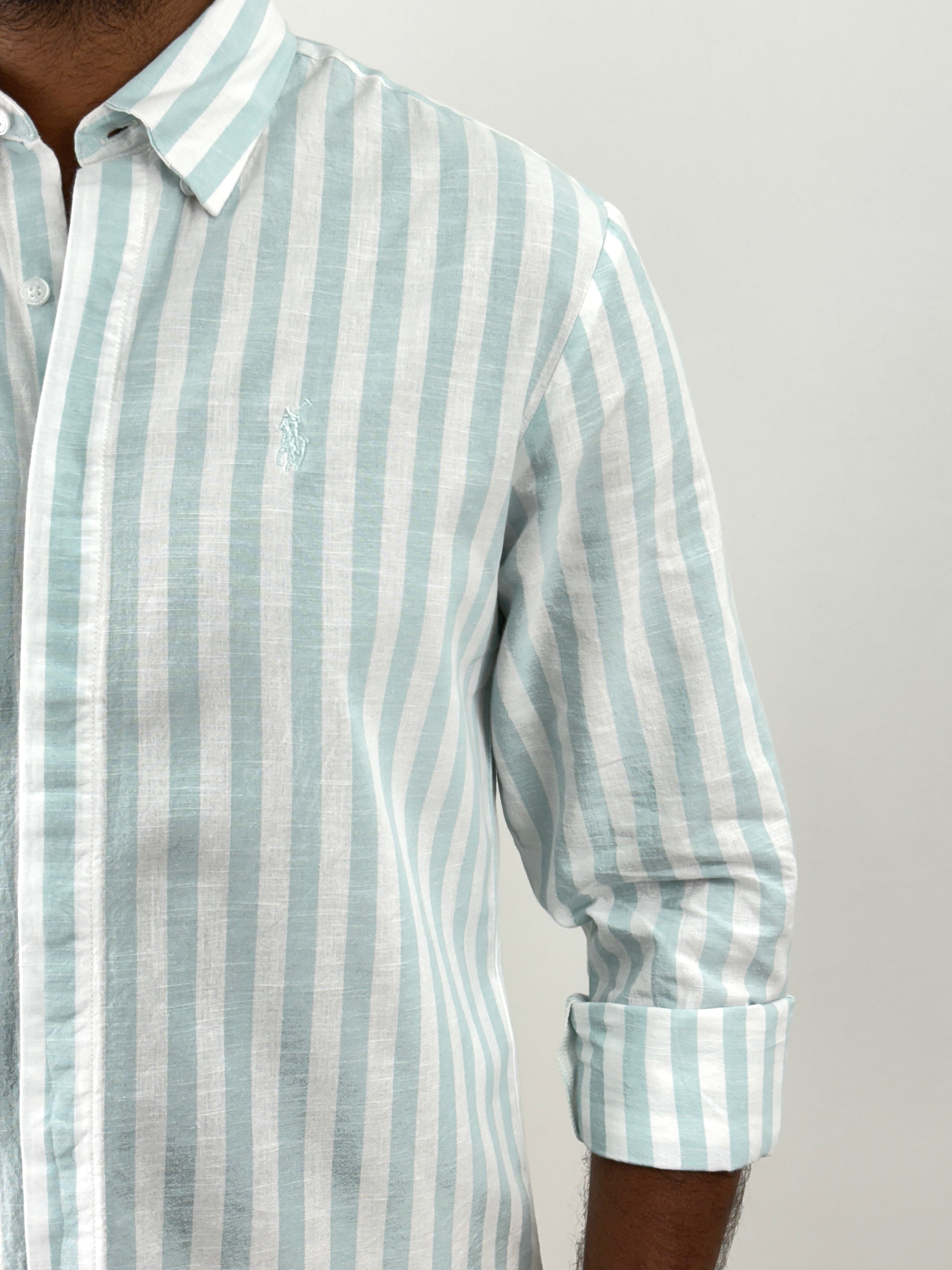 Aqua Linen Stripe shirt