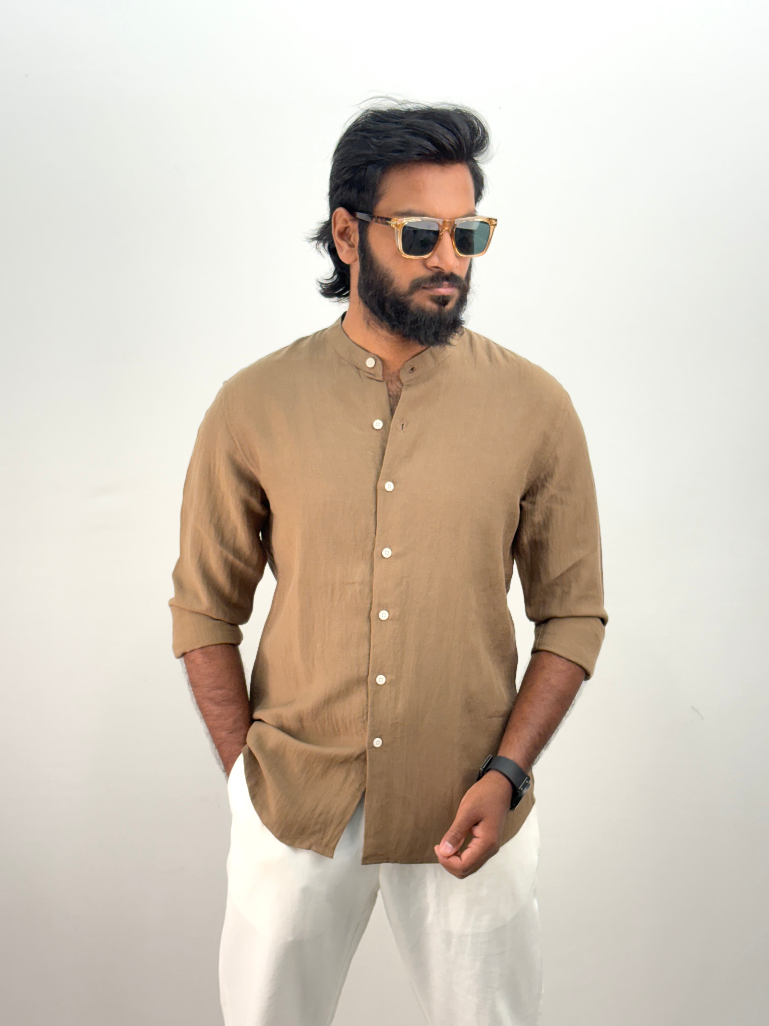 Khaki IMP Mandarin Collar Shirt