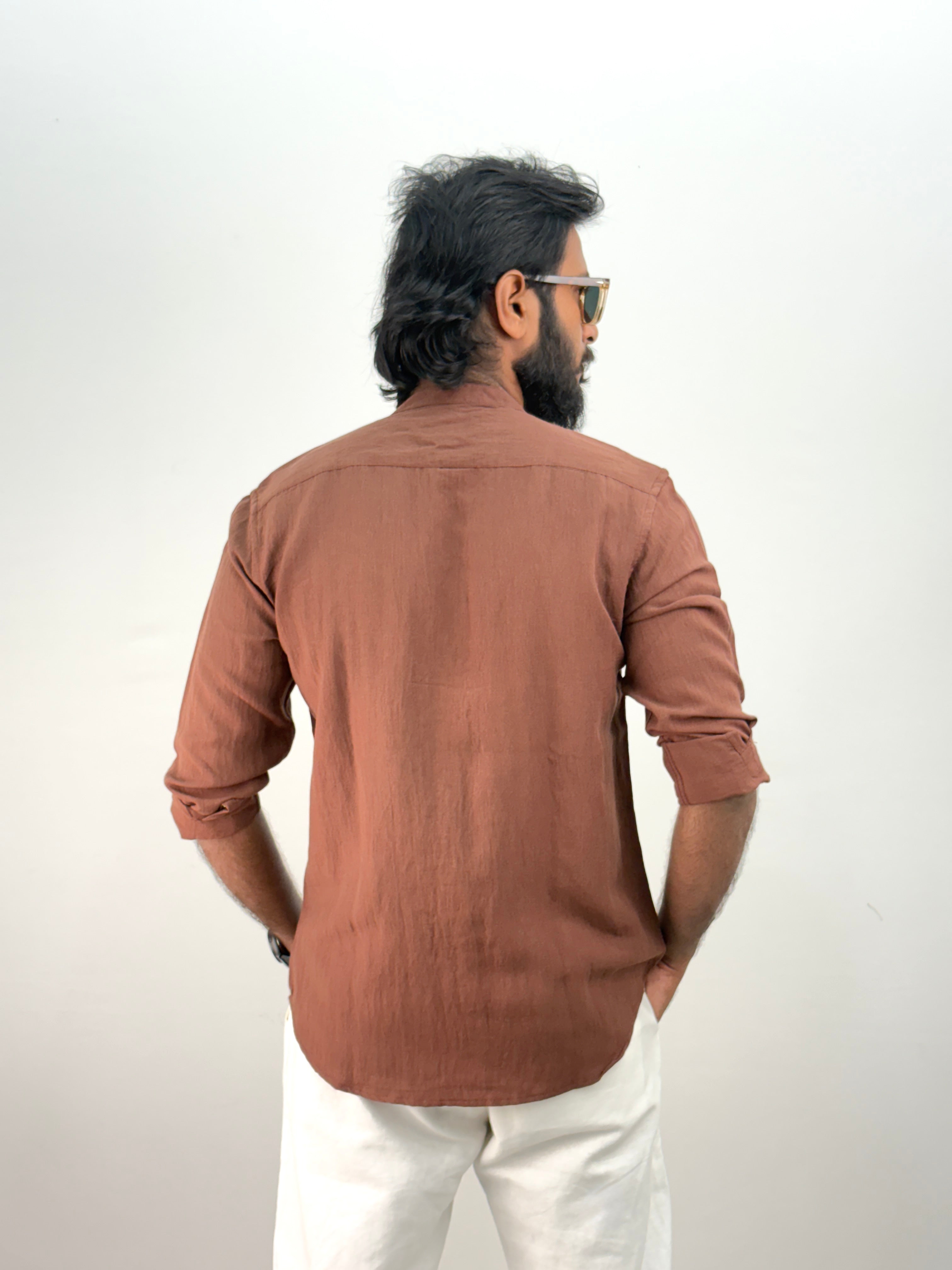 Brown IMP Mandarin Collar Shirt
