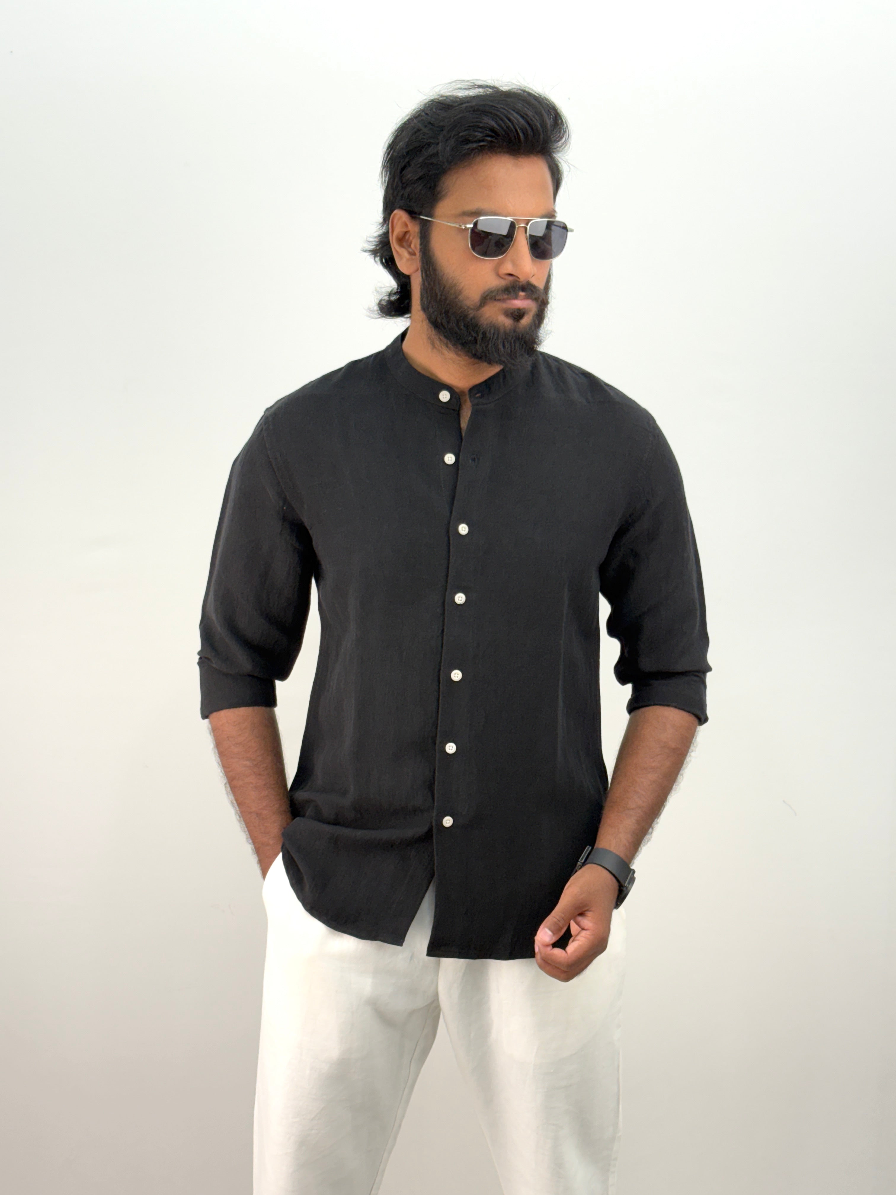 Black IMP Mandarin Collar Shirt