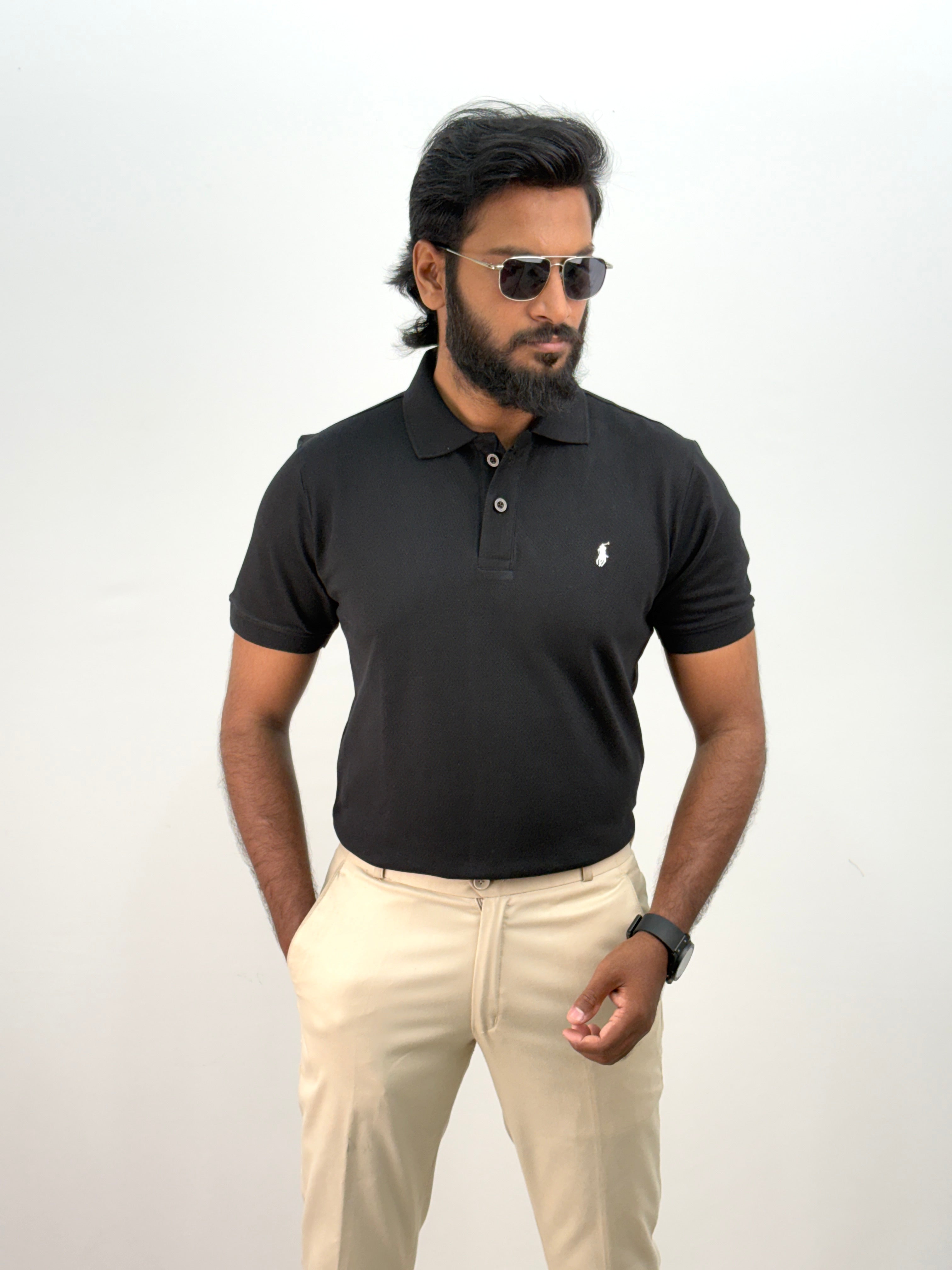 Black Half Sleeve Polo T-shirt